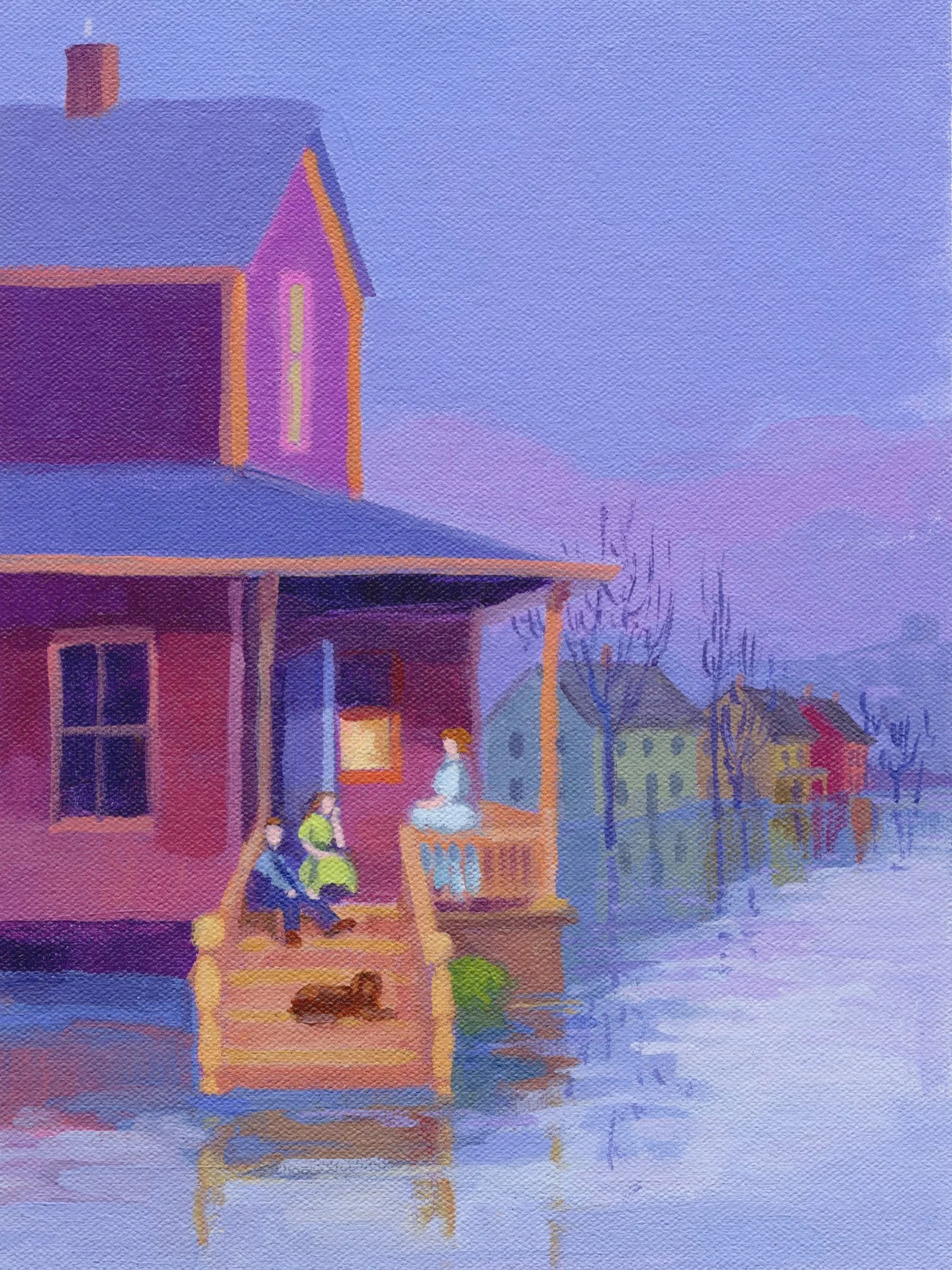 A few more painting studies based on collages or vintage B&amp;W photos I found of floods in the early 1900s. The colours are entirely made up &ndash; inspired by vintage polaroids with a few playful contemporary punches of almost fluorescent colour.
