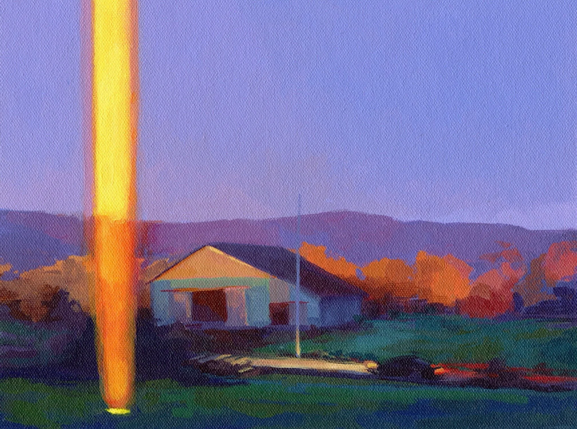 A beam of pure yellow light up to the clear violet Annapolis Valley sky. The arrival of a car. Did they spot the light and come to investigate? Are they somehow causing it? 👀✨

Escaped Light Beam (study)