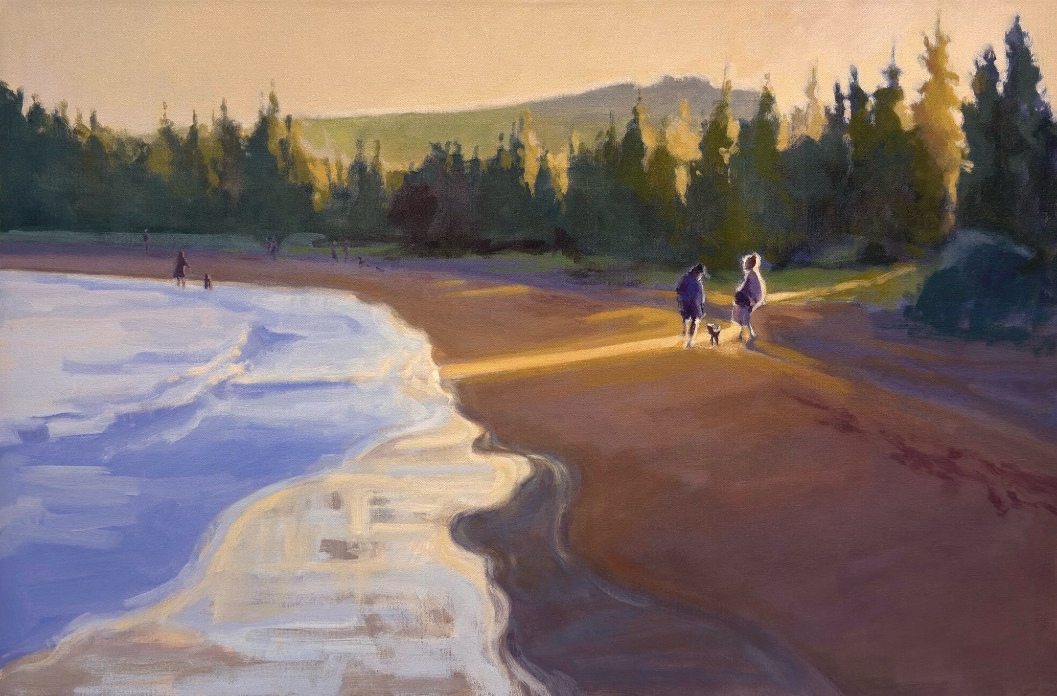 Magical late afternoon sunlight turning skies yellow, and creating bands of light along the beach as the tide retreats. ☀️

Golden Hour, Risser&rsquo;s Beach 
20&rdquo; x 30&rdquo;

On display until Sep 28th at the LaHave Bakery Gallery (open 10-4, d