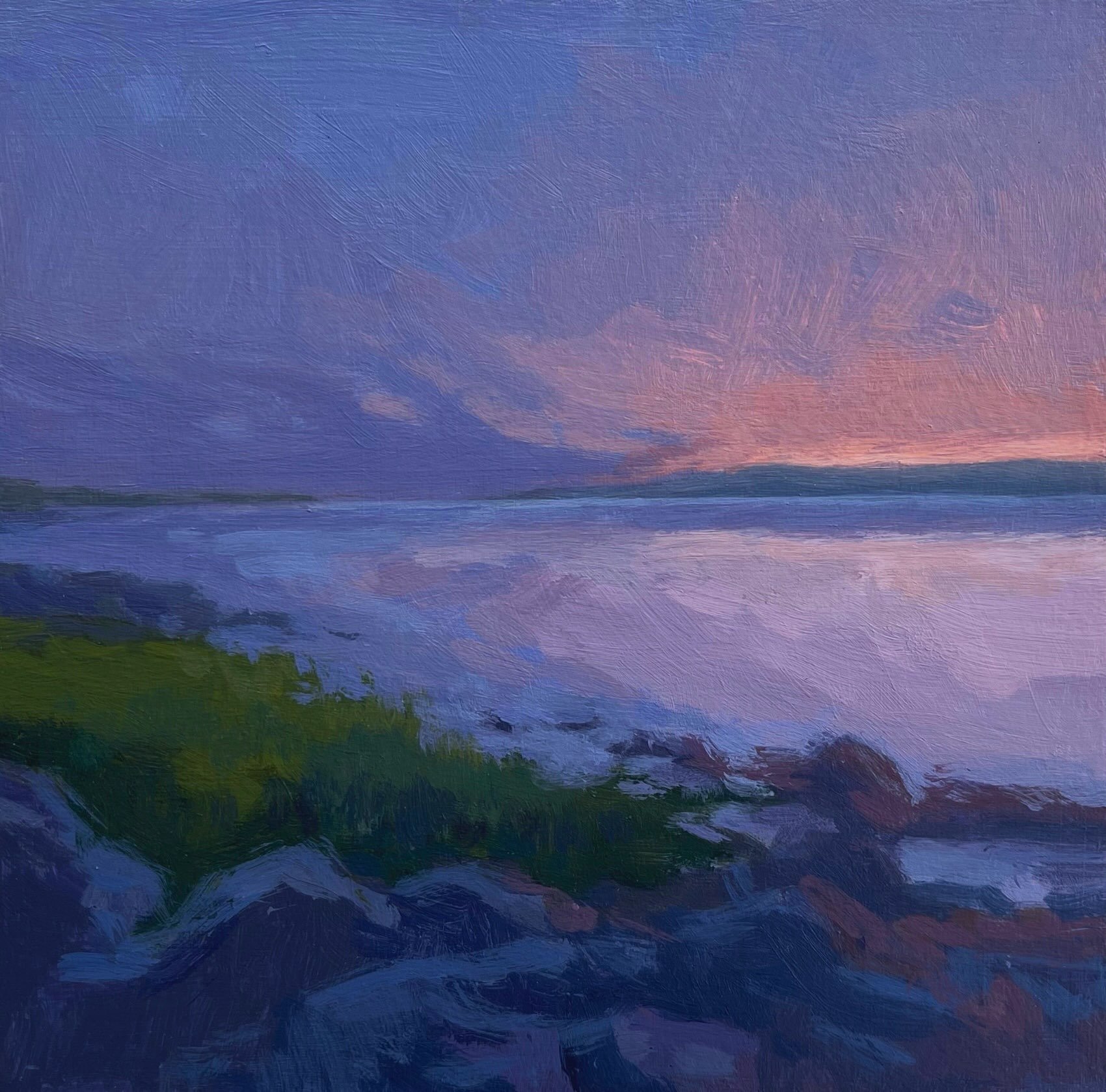 A muted view of the last remnants of sunlight at the end of the day over the Annapolis Basin, in Annapolis Royal. This is one of my absolute favourite places in Nova Scotia. 💙

Annapolis Basin
6&rdquo; x 6&rdquo; 
$225
Available!