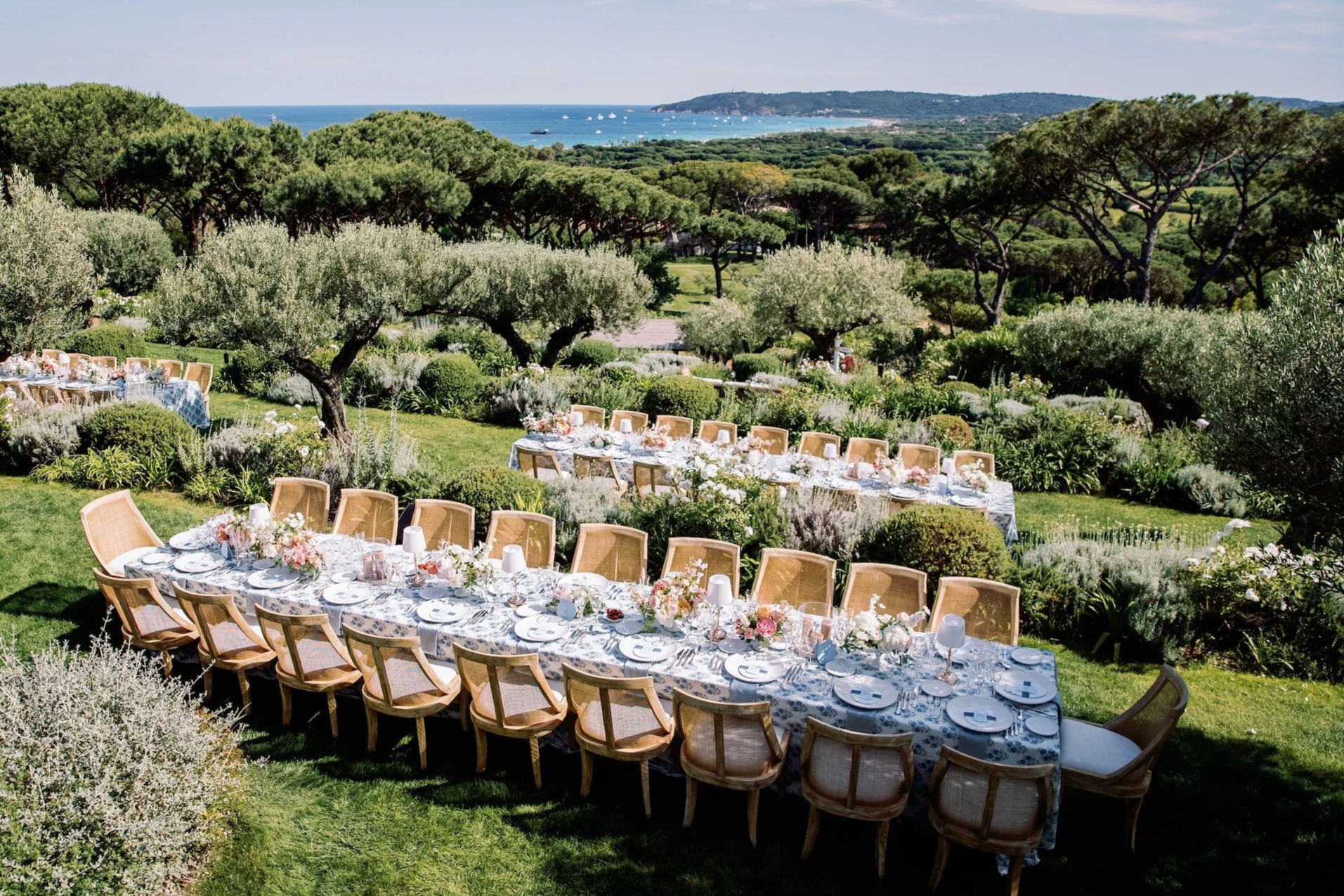 Dinner in the garden at Chateau de la Messardiere