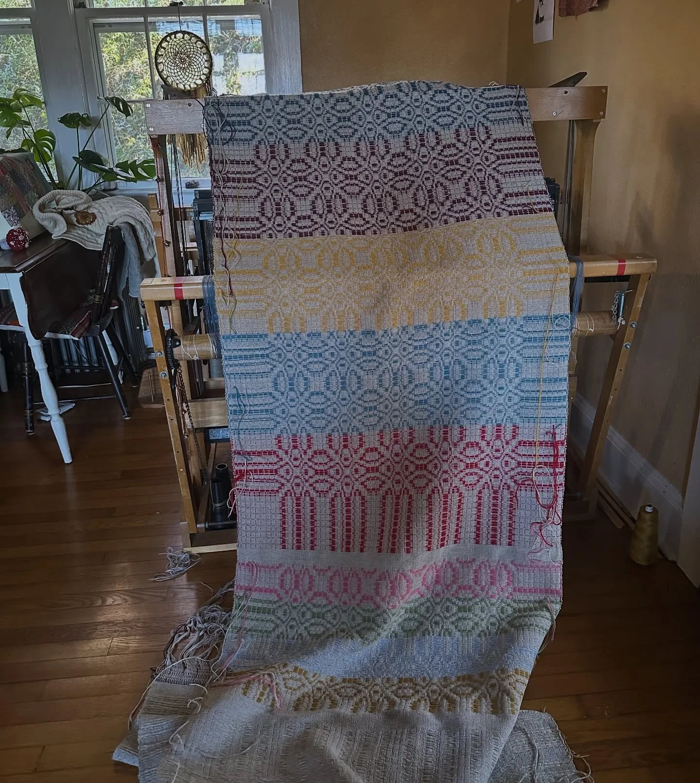 It is such a delight to see all the colors of woven cloth off the loom after so many weeks of weaving; back-and-forth with the warp and weft. I am hemming these this week and excited to show you all how they turn out! 

It&rsquo;ll be time to get win
