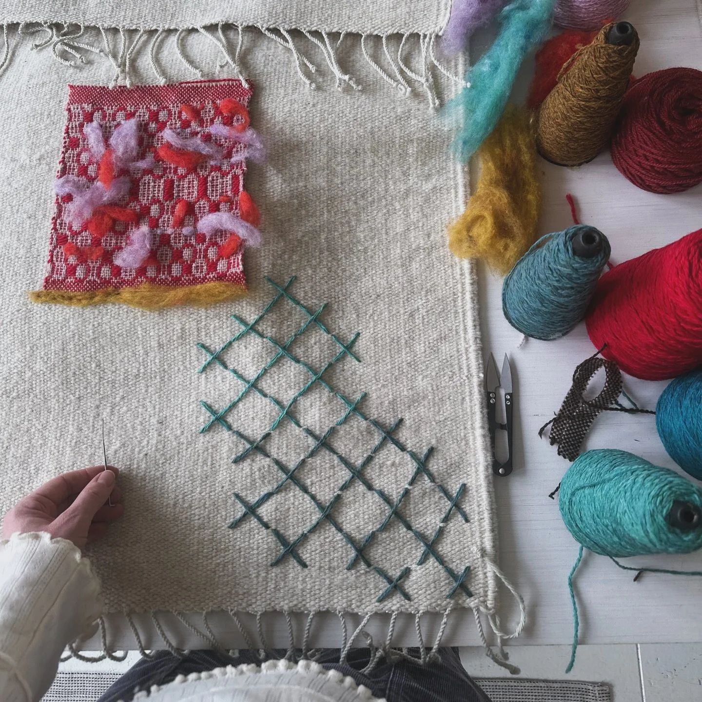 Woven texture, embroidery and needle felting onto our beautiful wool blankets.&hearts;️
