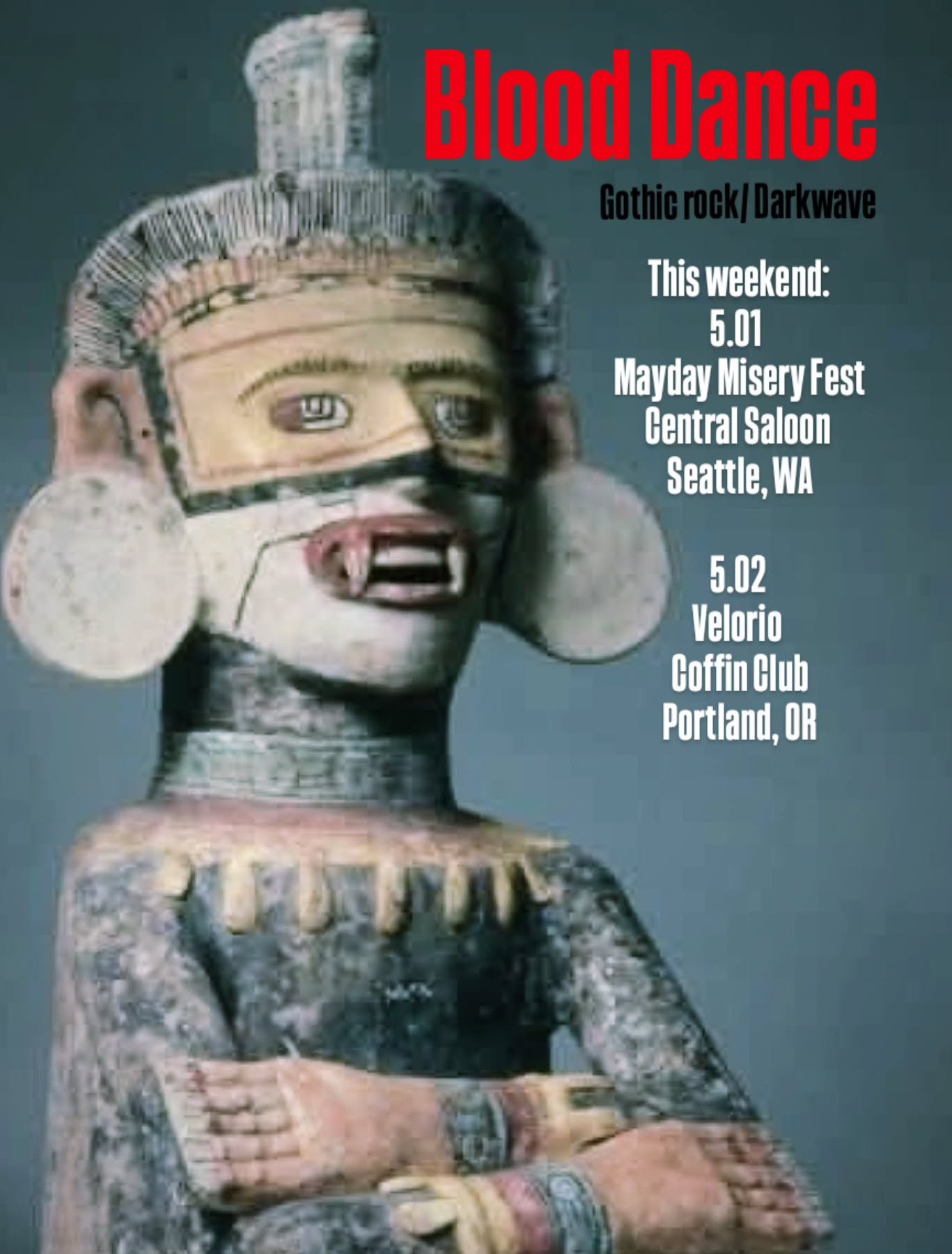 The time has come for the wind god to carry us north into the lands of the Salish and Suquamish territory and Chinook to take our dark ritual to the darkest corner of rhise regions.

#gothicrock #Darkwave #postpunkrevival #seattlegoth #portlandgoth