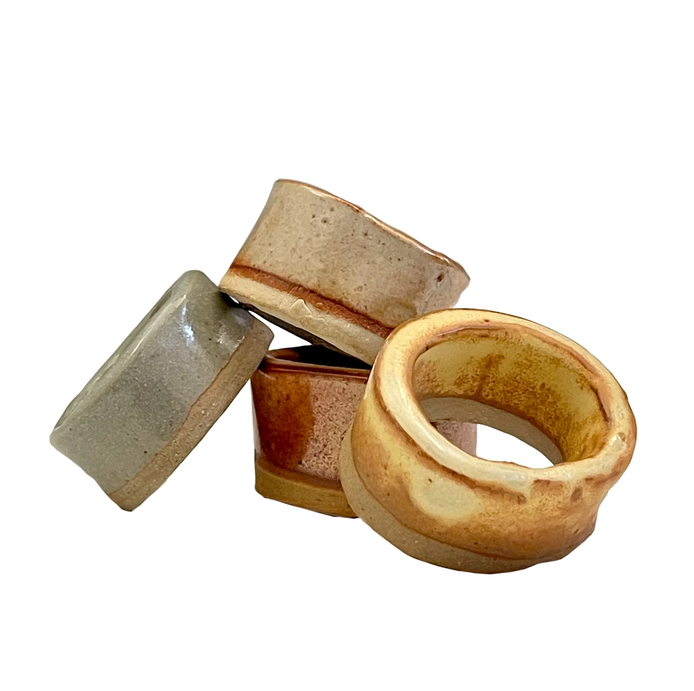 CERAMICS - Hand formed napkin rings (set of four)