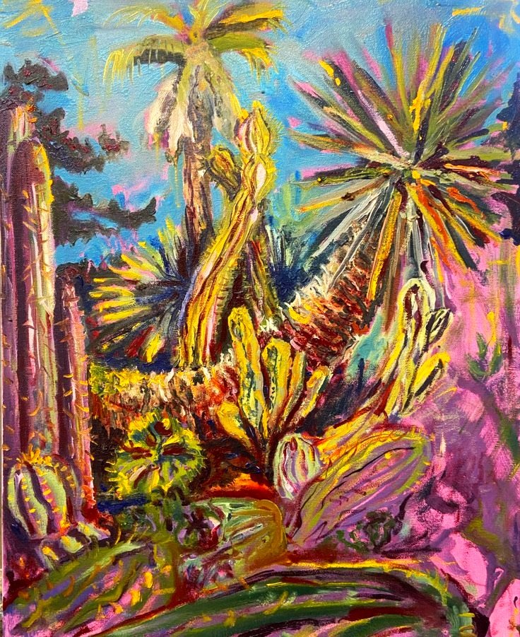 Cactus Garden 2023, Oil on Wooden Canvas