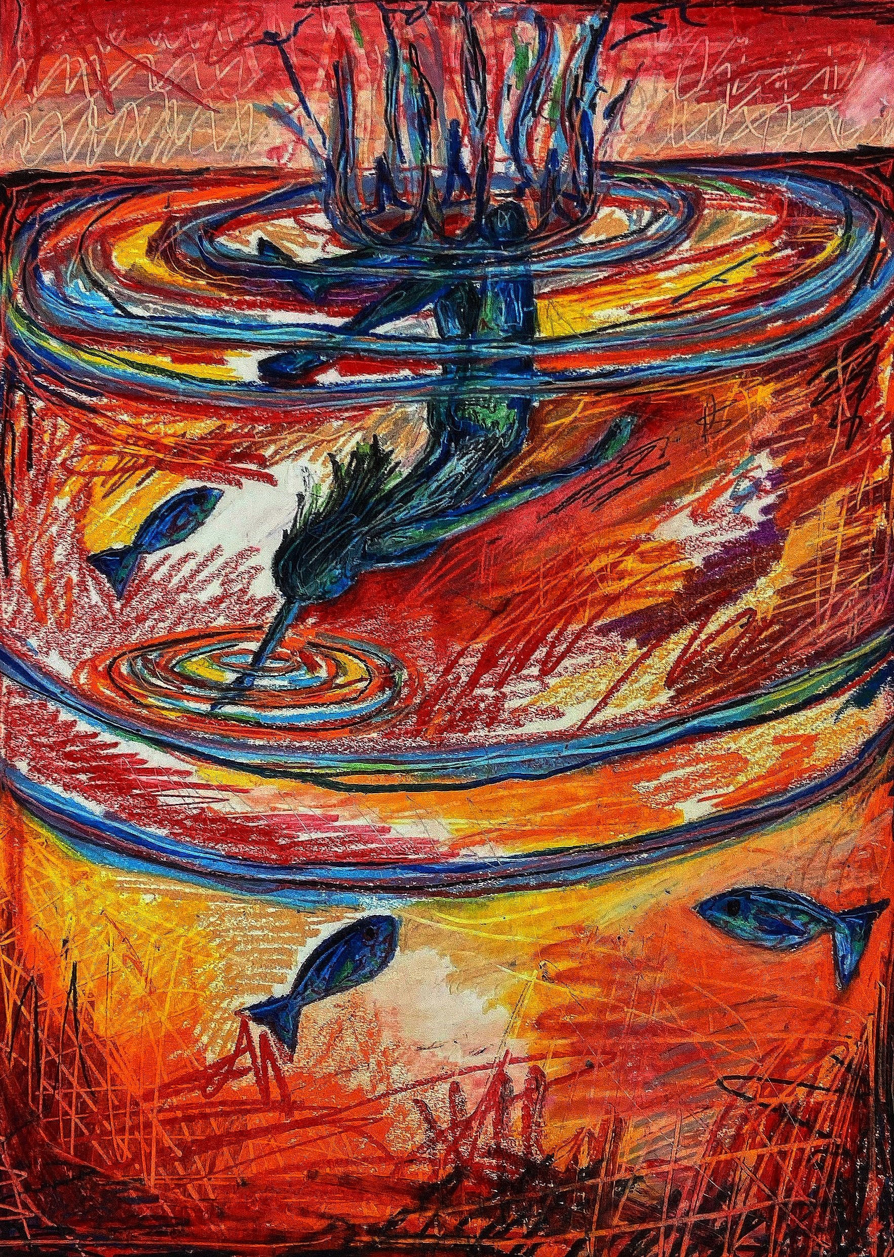 Across the Sea, Oil Pastels