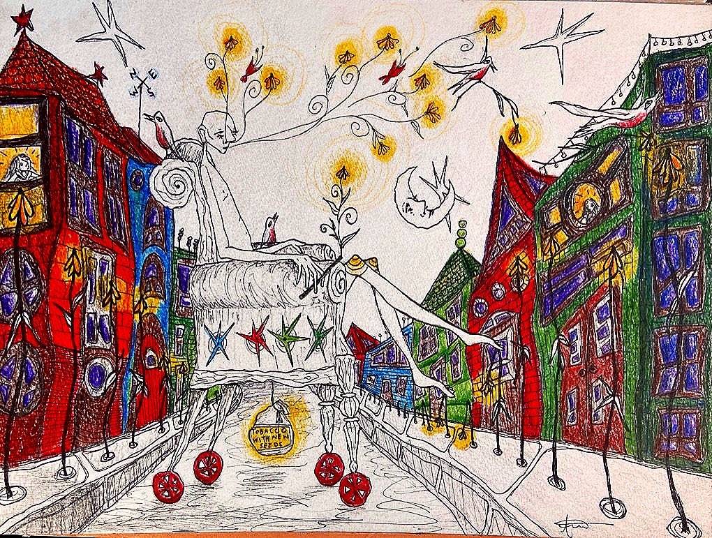 Dream for Lucy, Pen and Colored Pencil