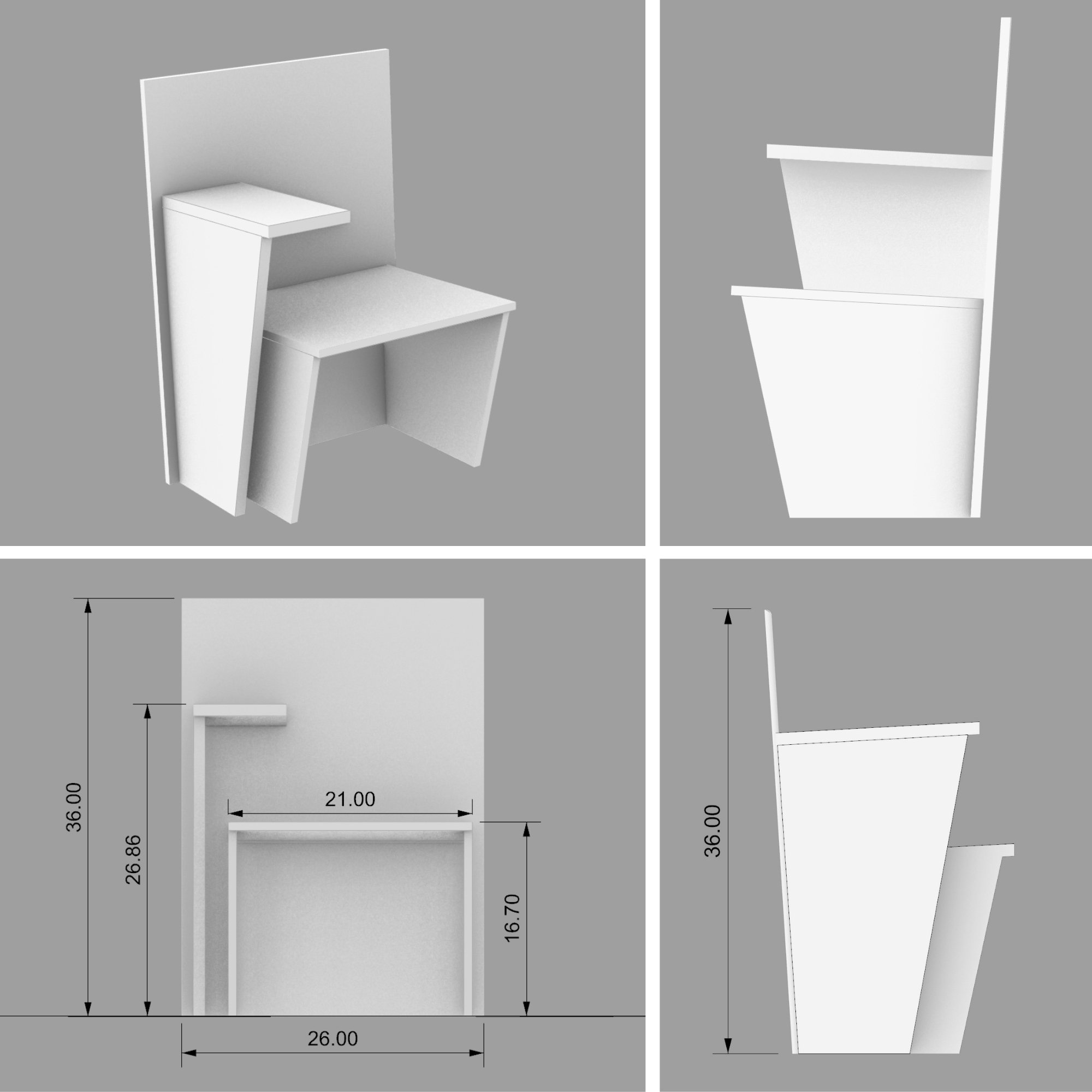 PROPOSED CHAIR DESIGN - DRAWINGS WITH DIMENSIONS (INCHES)