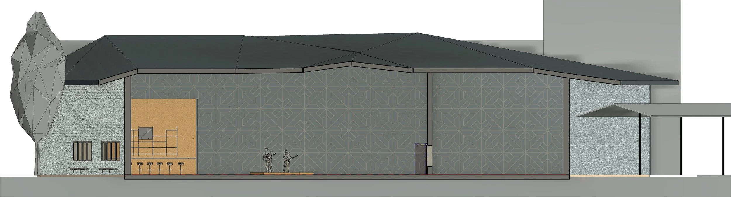 PROPOSED DESIGN - RENDERED LONGITUDINAL SECTION DRAWING