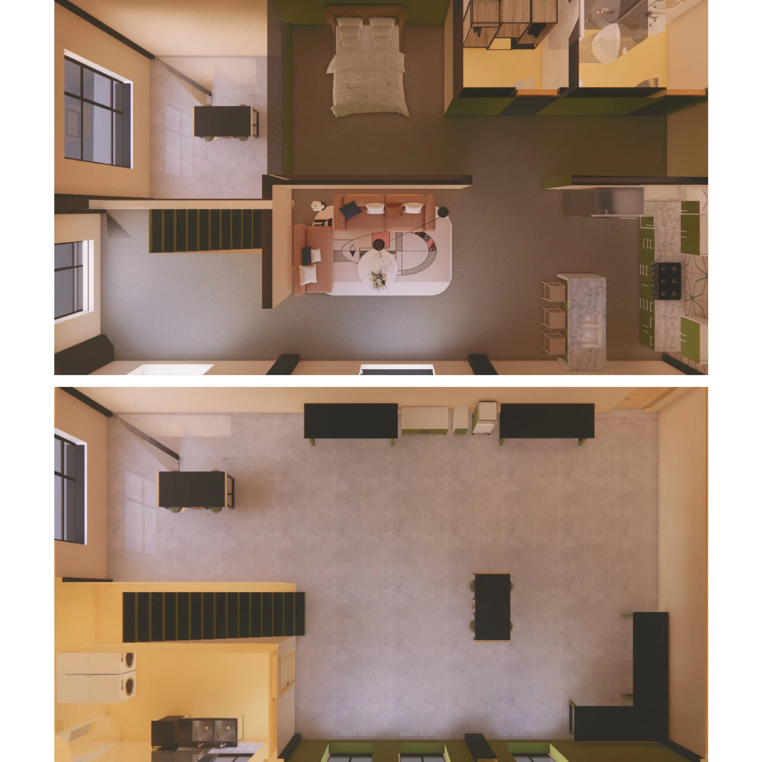 DESIGN PROPOSAL - ARTIST LOFT + PRIVATE WORKSPACE RENDERED FLOOR PLANS