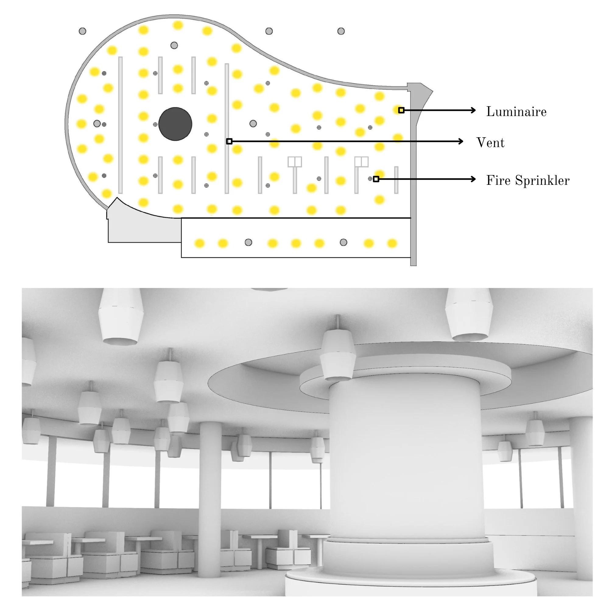 INTEGRATED DESIGN PROPOSAL - REFLECTED CEILING PLAN & PERSPECTIVE DIAGRAMMATIC RENDERING