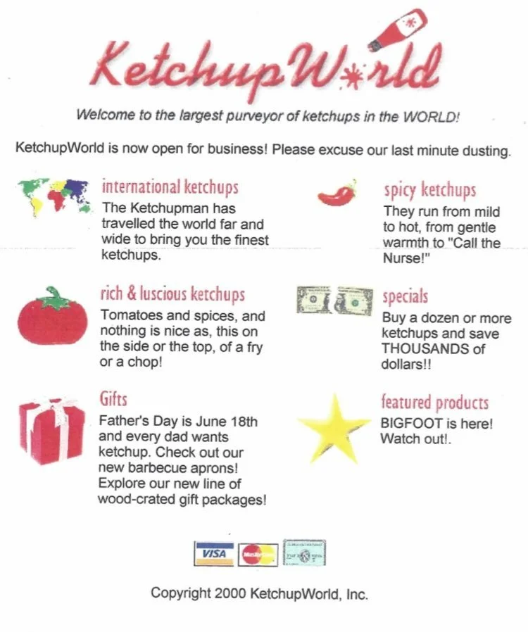 Inaugural homepage of Ketchupworld.com