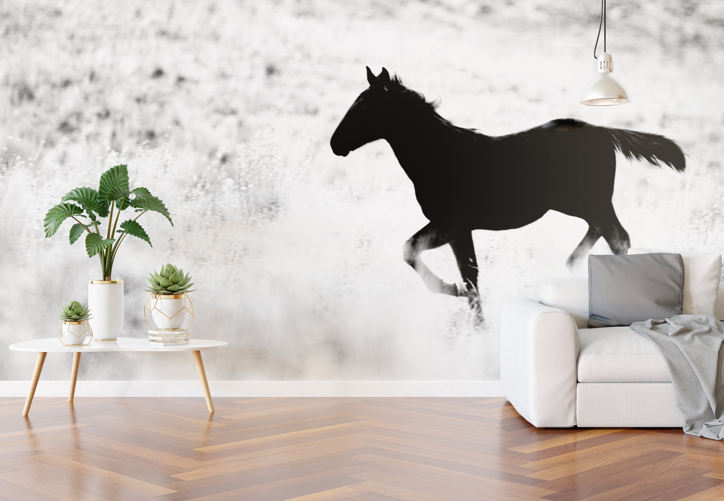 american quarter horse with refleciton living room wall.jpg