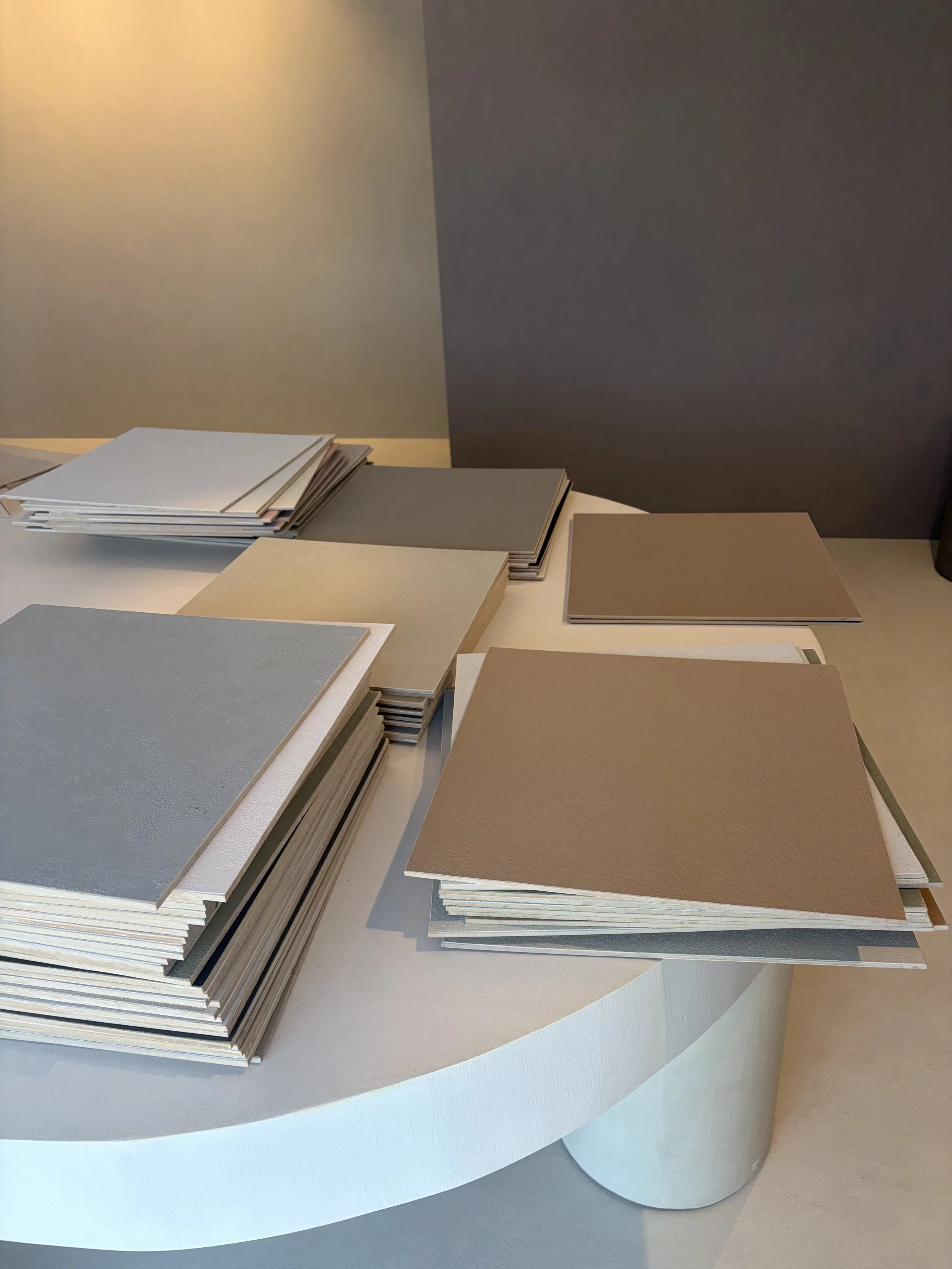Cemher microcement colour samples at The Finish