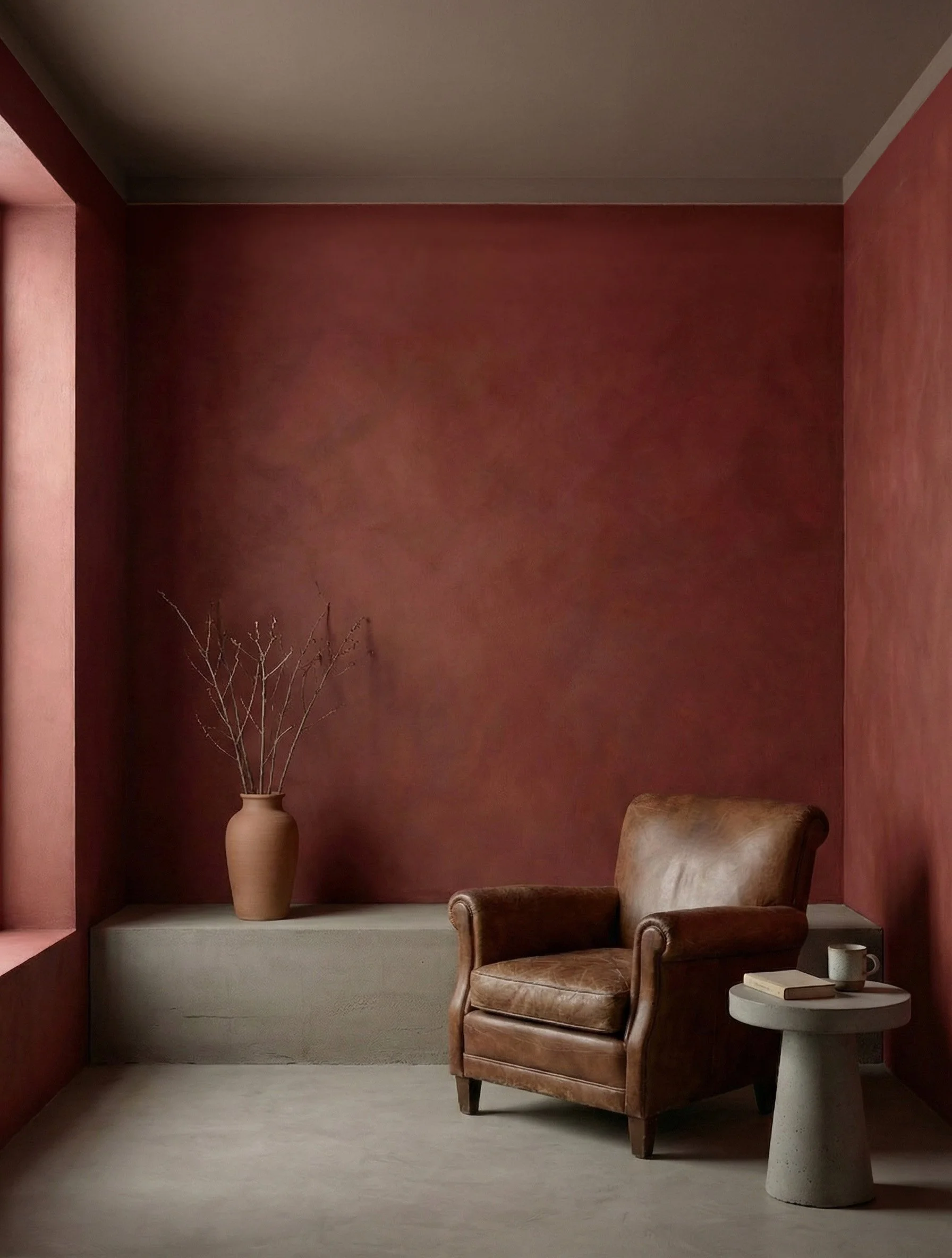 Novacolor Wall2Floor microcement wall in contemporary living space