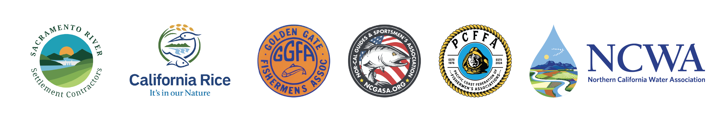 six logos of the members that are in the bridge group