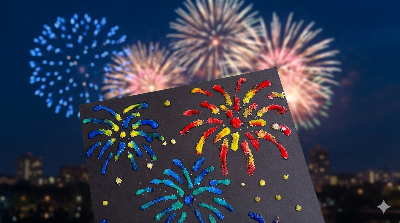 FIREWORKS SALT PAINTING