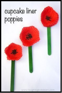 PATRIOT DAY CUPCAKE LINER POPPY FLOWERS