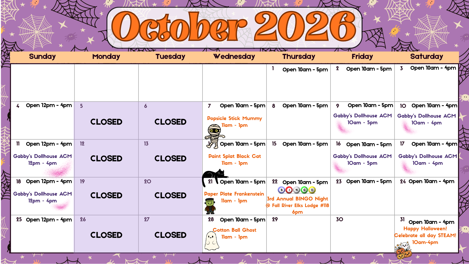 OCTOBER CALENDAR