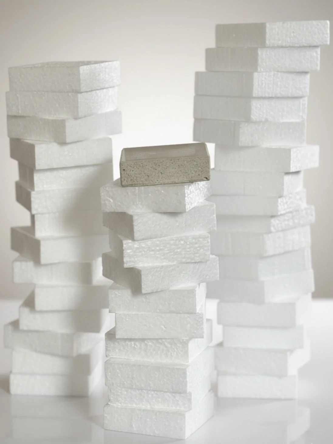 This is how much Styrofoam is recycled into a single sample.

High-performance concrete that&rsquo;s nearly one-third lighter (just under 100 lbs per cubic foot vs 150) and even more durable. 

We don&rsquo;t love Styrofoam, but this, we love: furnit