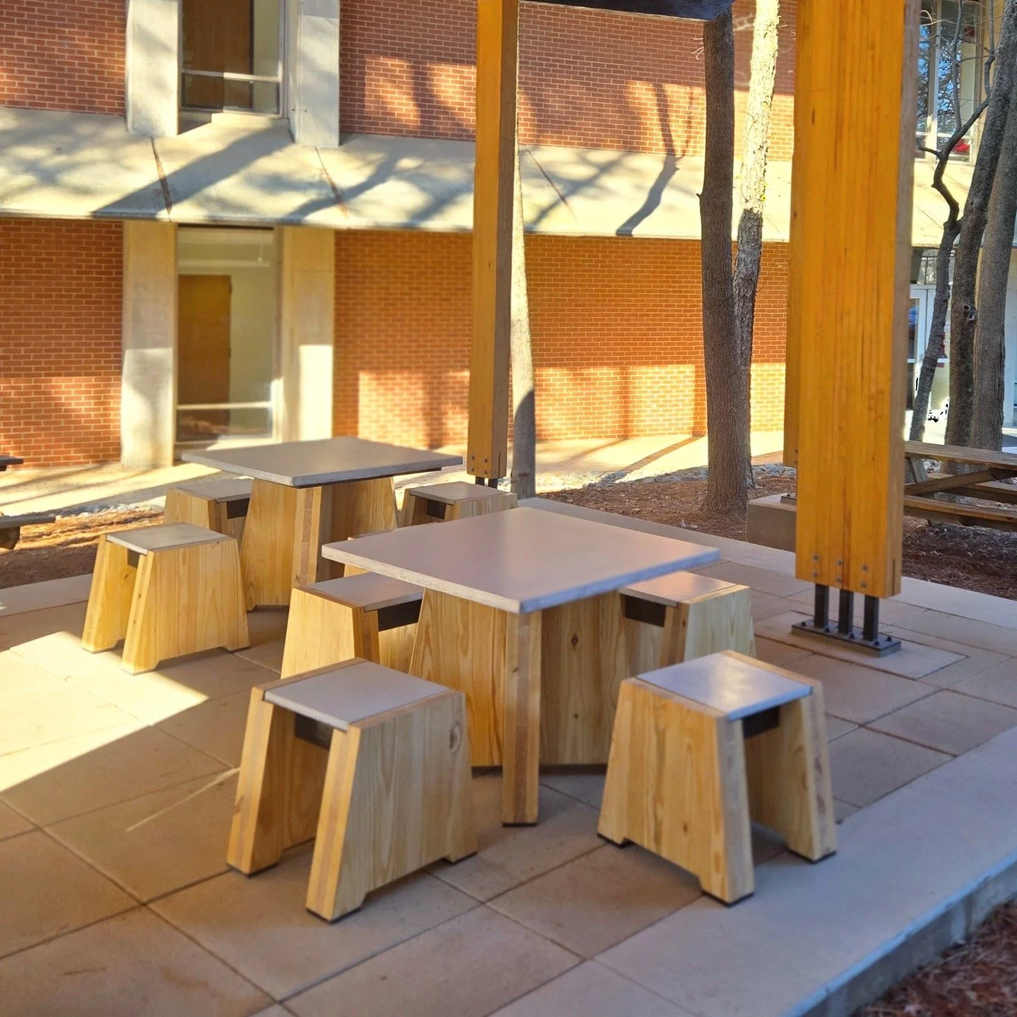 The pavilion that our furniture sits below was all about sustainability, innovation, and collaboration&mdash;North Carolina State University wanted the furniture to reflect it.

At our first meeting, we discovered leftover materials from the pavilion