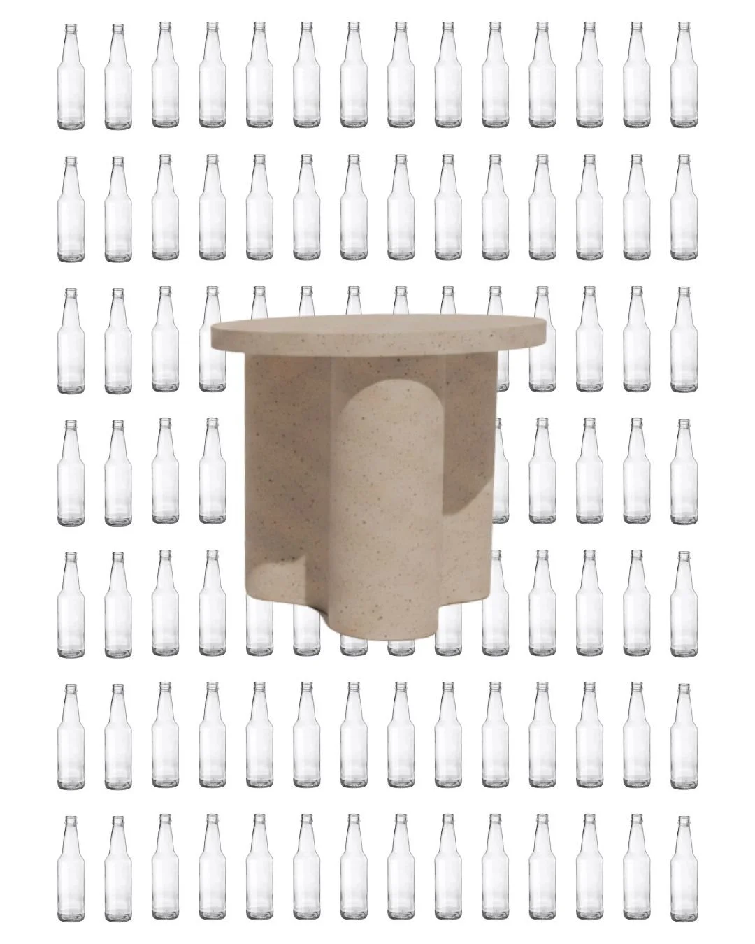Introducing our Glass Aggregate Concrete. 

92 discarded bottles. One side table.

At Trashy, circular design isn't a concept &mdash; it's the mix. Our recycled glass aggregate concrete gives discarded glass a second life, roughly 105 bottles per cub