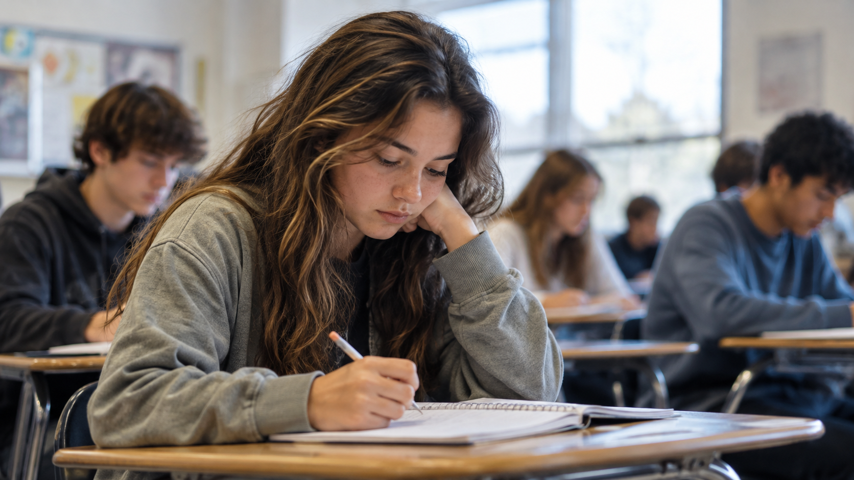Teen reviewing presentation notes while experiencing anticipatory anxiety and fear of embarrassment. Social anxiety therapy for teens in Fairfield, NJ, and throughout New Jersey.