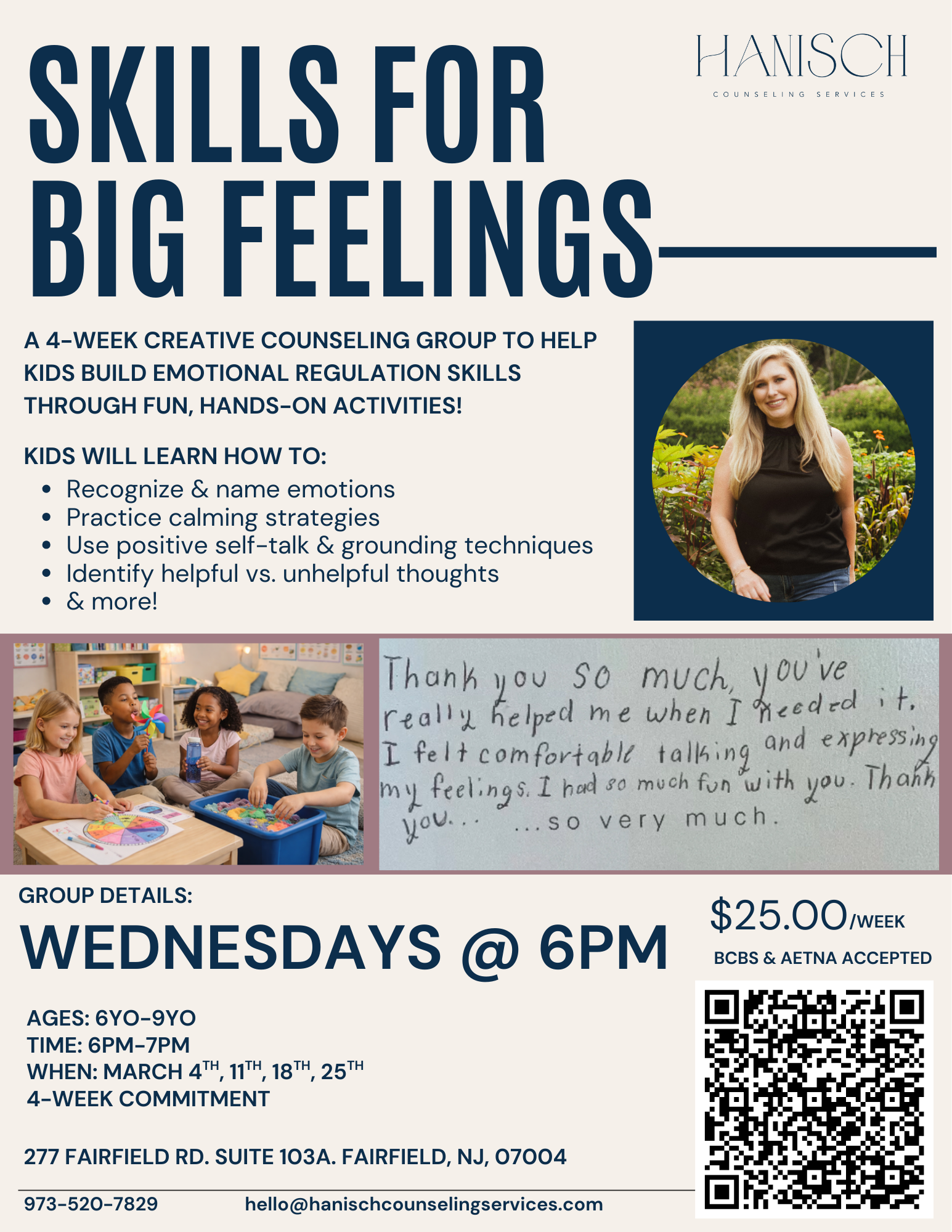 therapy group for kids with big feelings in Fairfield, NJ