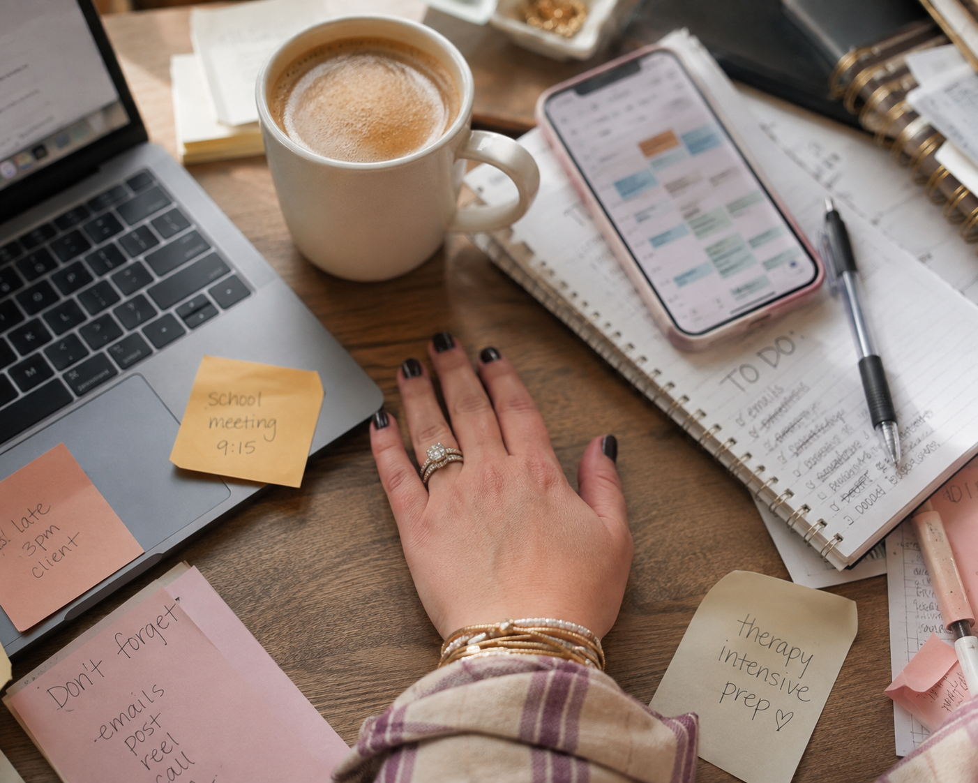 Overwhelmed workspace with a pause moment in NJ — signs of burnout