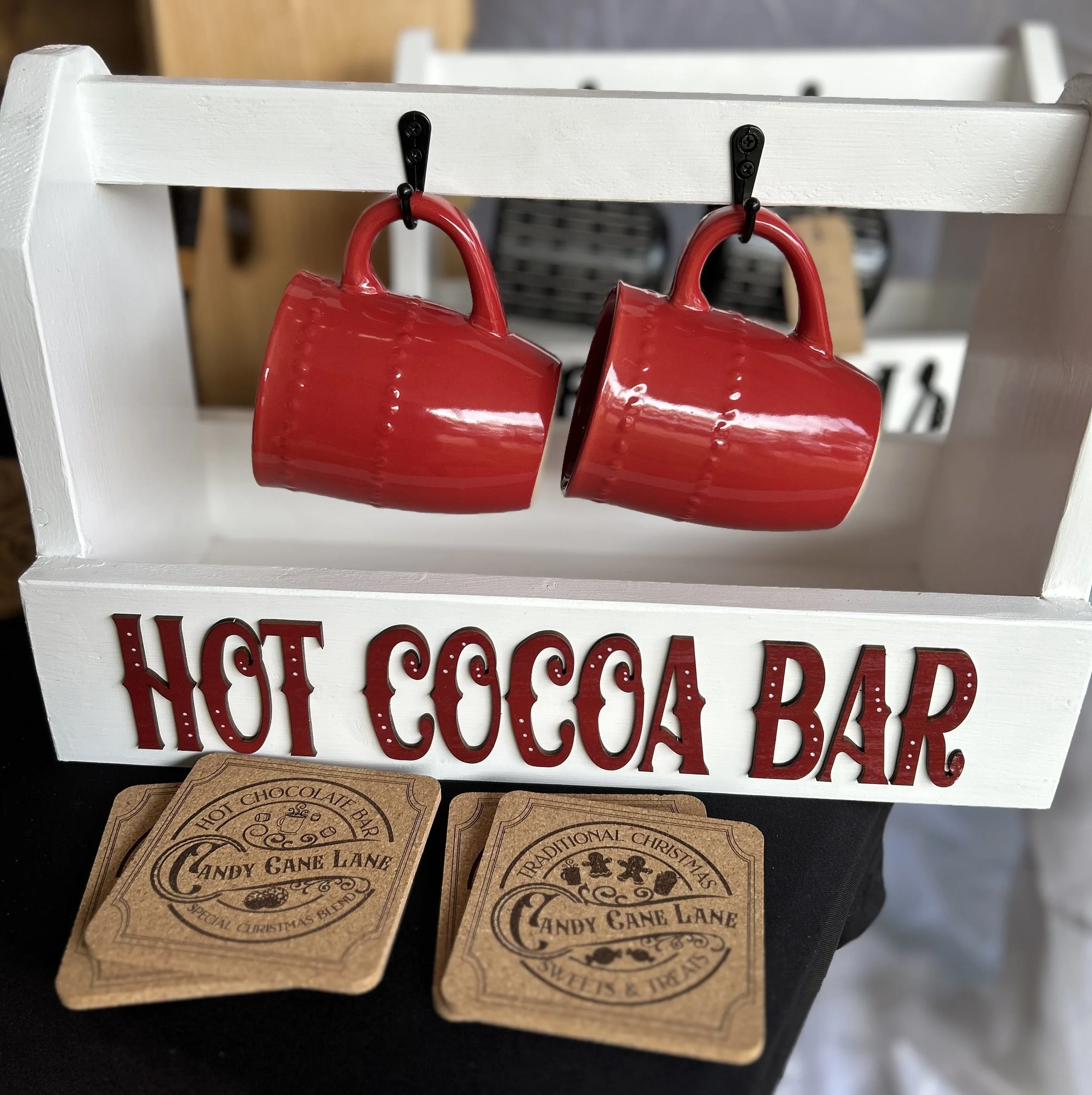 The "Hot Cocoa Bar" Cozy Countertop Caddy Set (Includes 2 Mugs!)