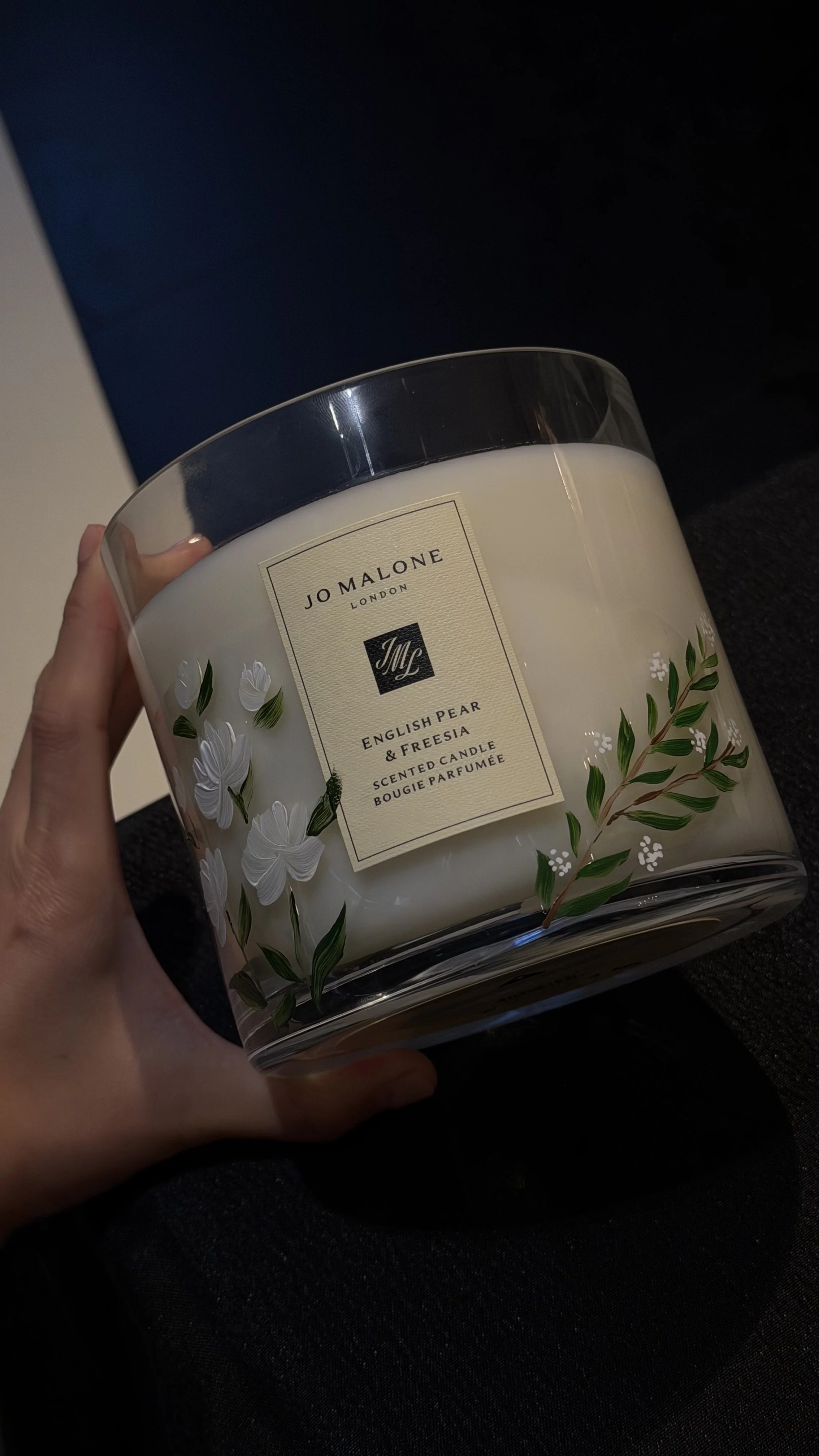 Personalized hand painted candle for retail brand activation in Century City, Ca