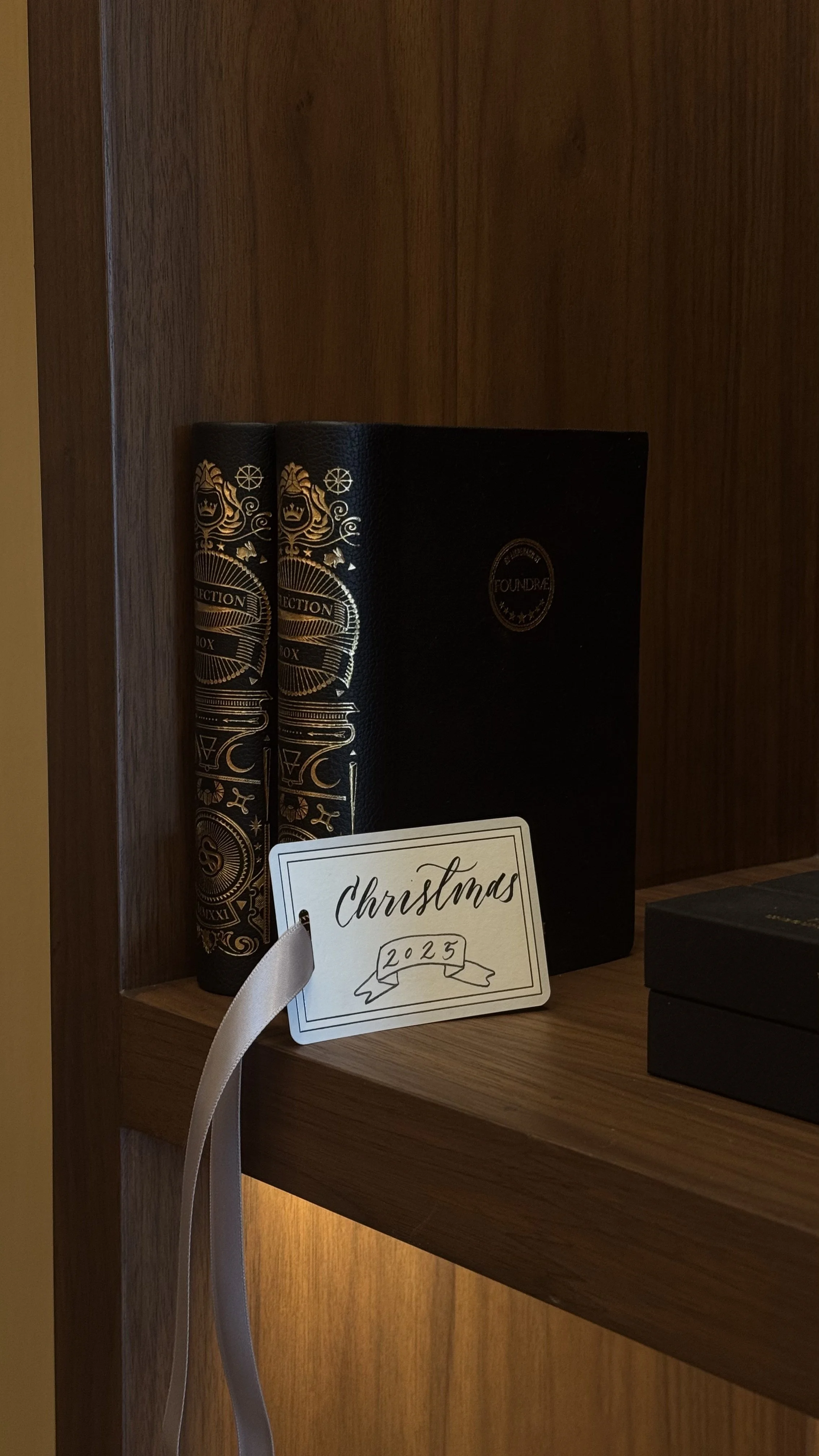 Calligraphy gift tags for customers at the FoundRae Melrose Los Angeles store for their holiday store activation