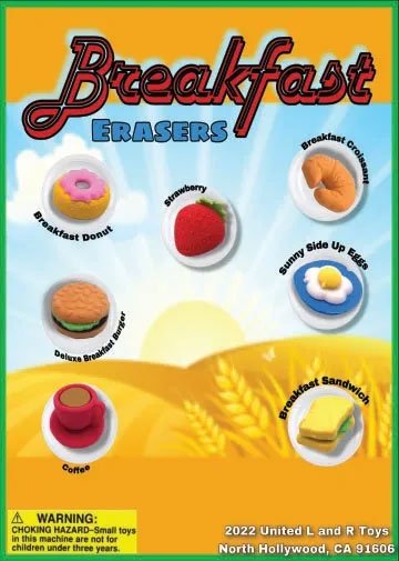 Breakfast Erasers Display Card