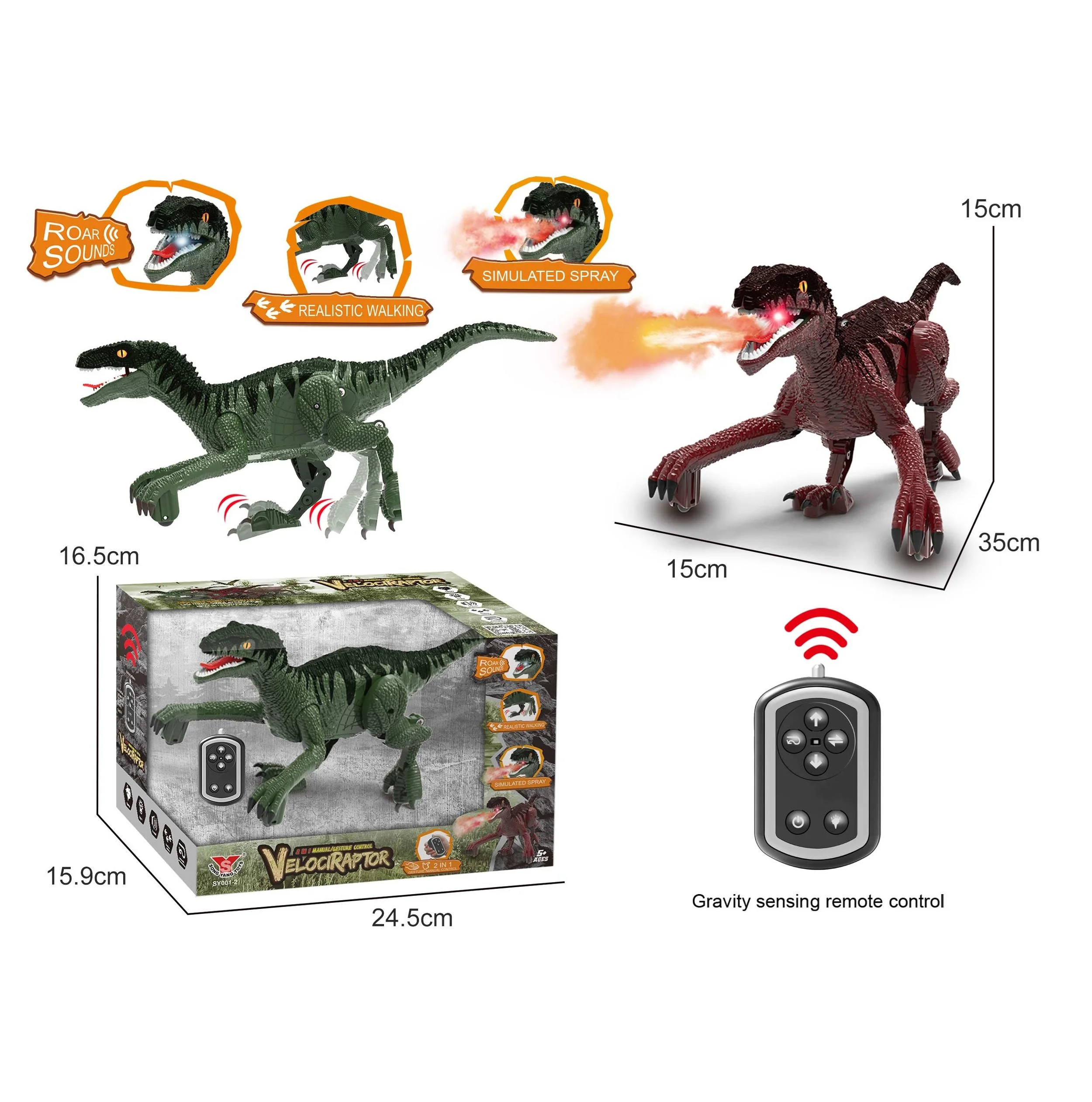 Velociraptor Figure with Light, Sound, and Mist Spray | Sold by the Piece | ItemID: OC0956384