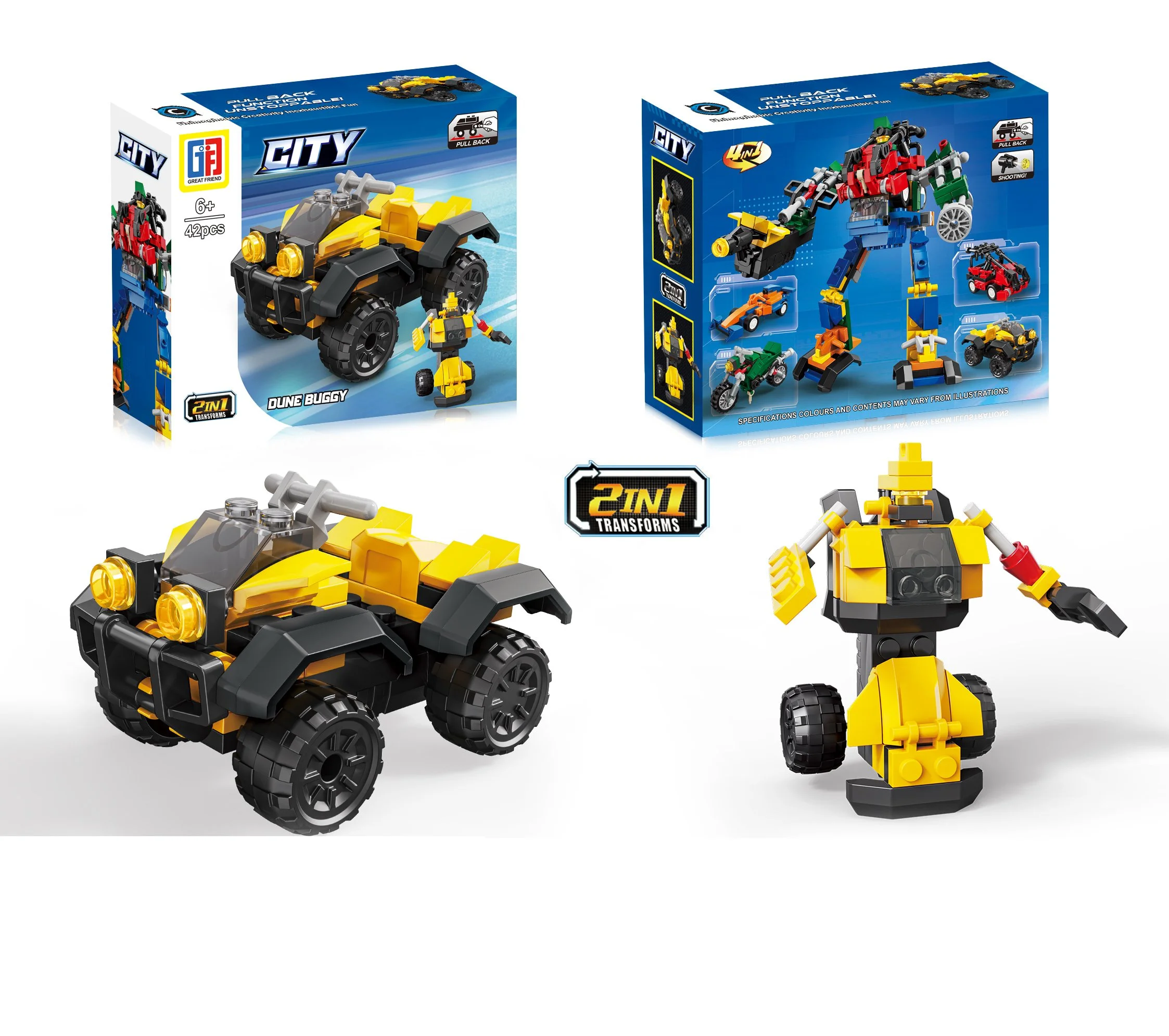 Pullback 42 pc Building Block Car | Sold by the Piece | ItemID: OC0825109