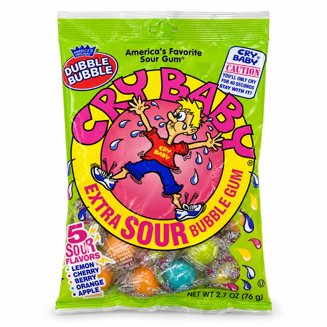 Cry Baby Sour Bubble Gum (Case) | 12 Bags / Case | Item ID: 13197