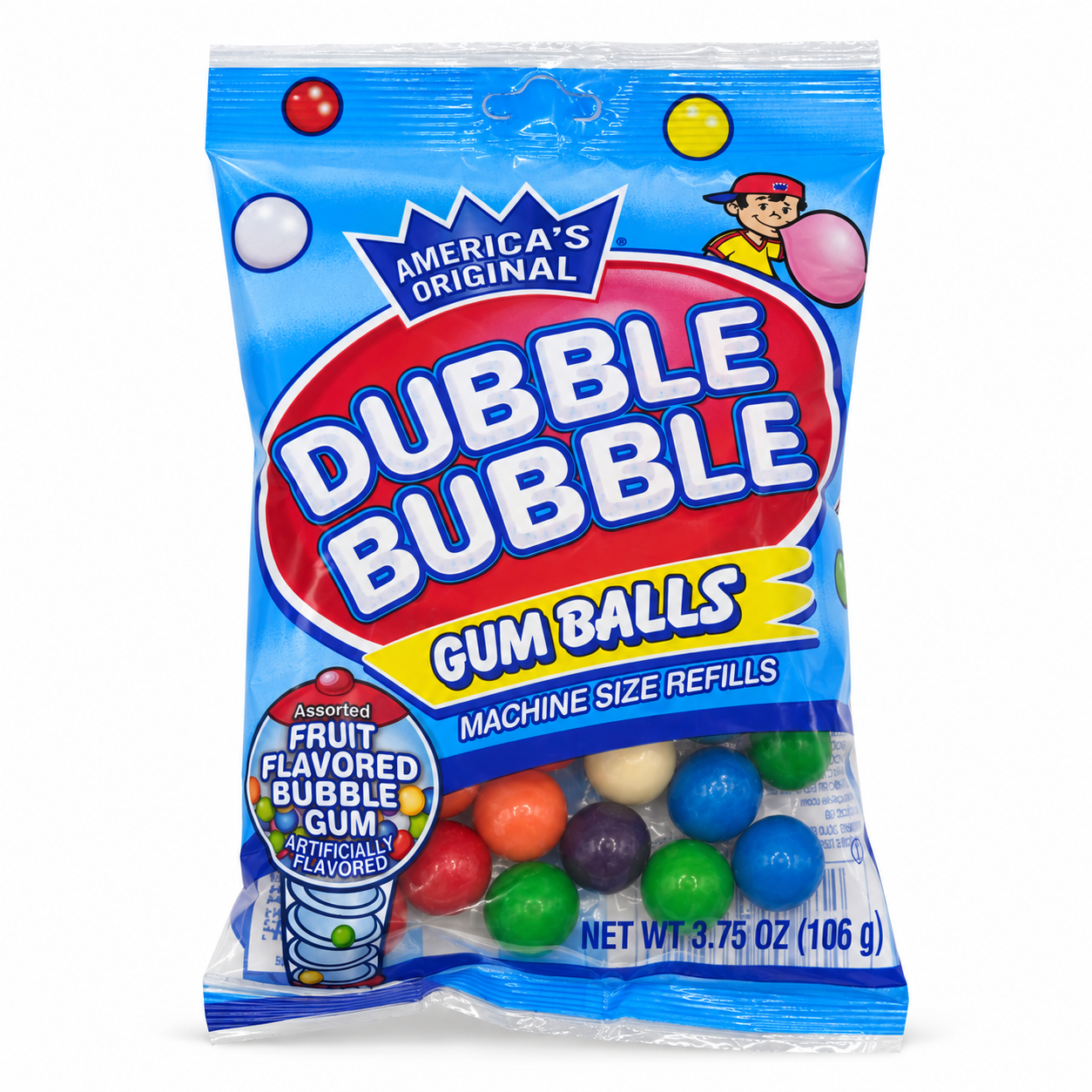 Dubble Bubble Assorted Gum Balls (Case) | 12 Bags / Case | Item ID: 13352