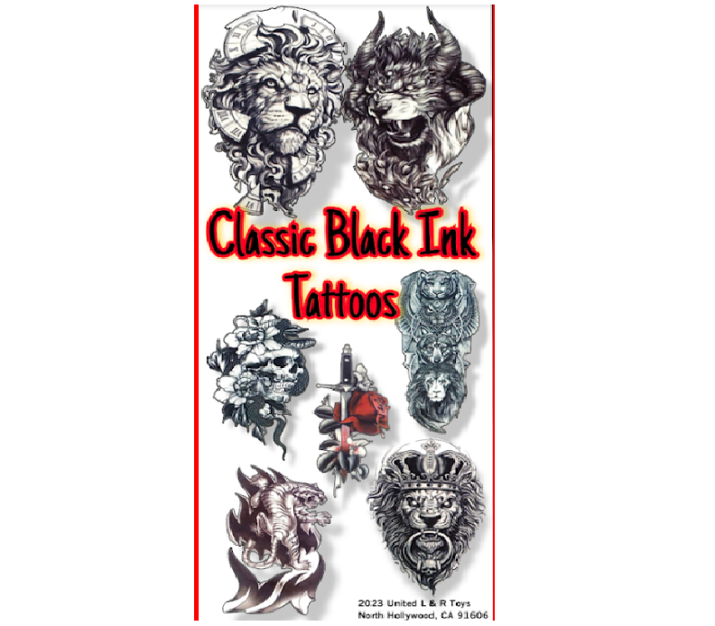 Classic Black Ink Tattoos 300 pcs per box | Item ID: CLBLFOL