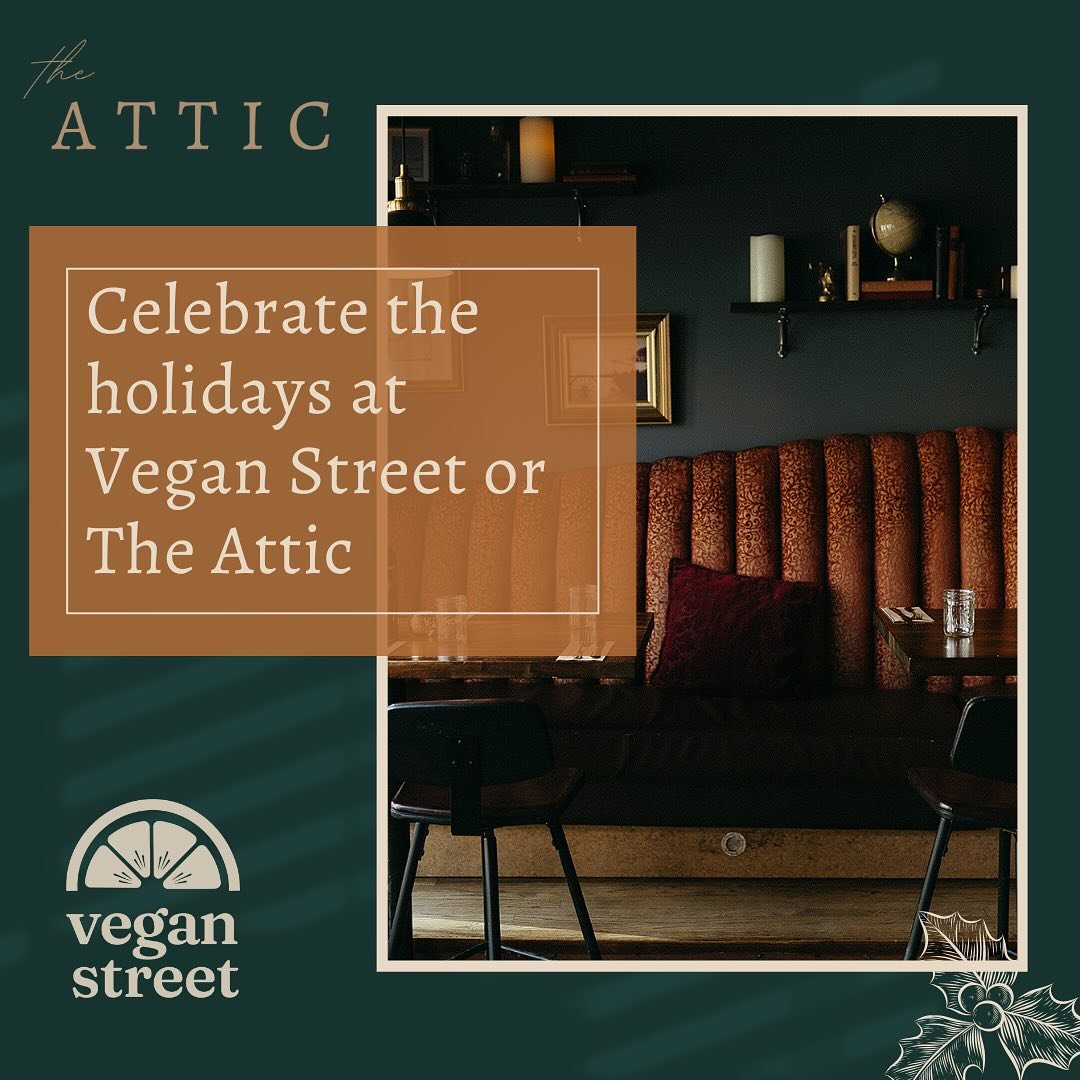 Looking for the perfect place to celebrate this holiday season? 🎉 Book your gathering at Vegan Street or @theatticyyc ! With a variety of cozy spaces to suit every party size, we&rsquo;ll make your special occasion merry and bright with our deliciou