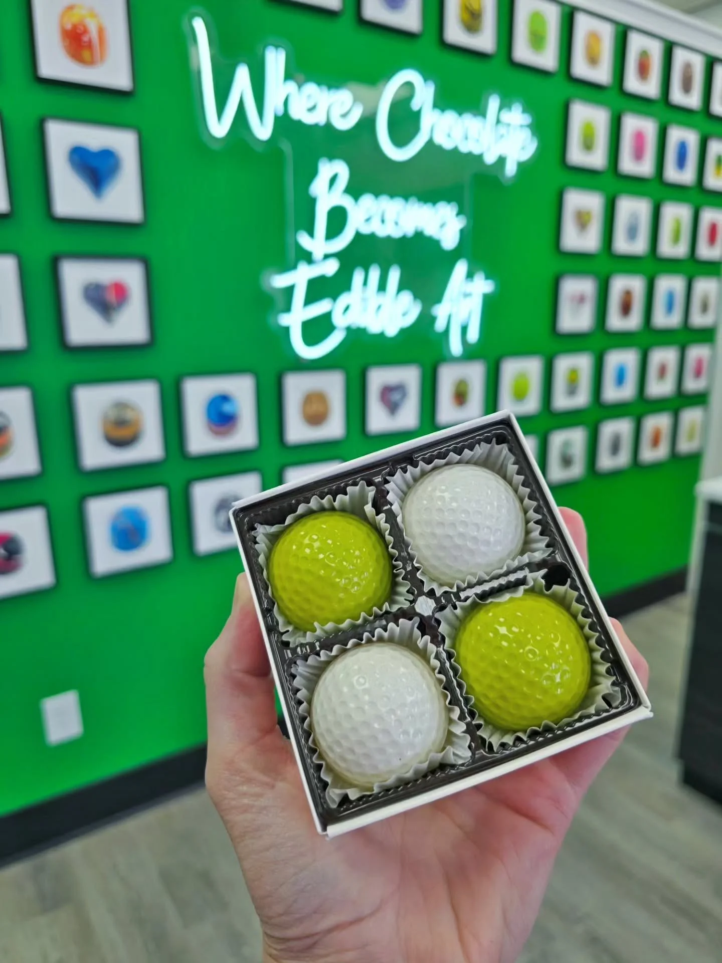Next Father's Day offering reveal...releasing this Sunday! 

We brought back our very popular pre-packed Golf Ball Four Backs but this time, we have TWO flavors! 🏌&zwj;♂️

The return of the PEANUT PUTTER CUP: White Chocolate Shell, Peanut Butter Gan