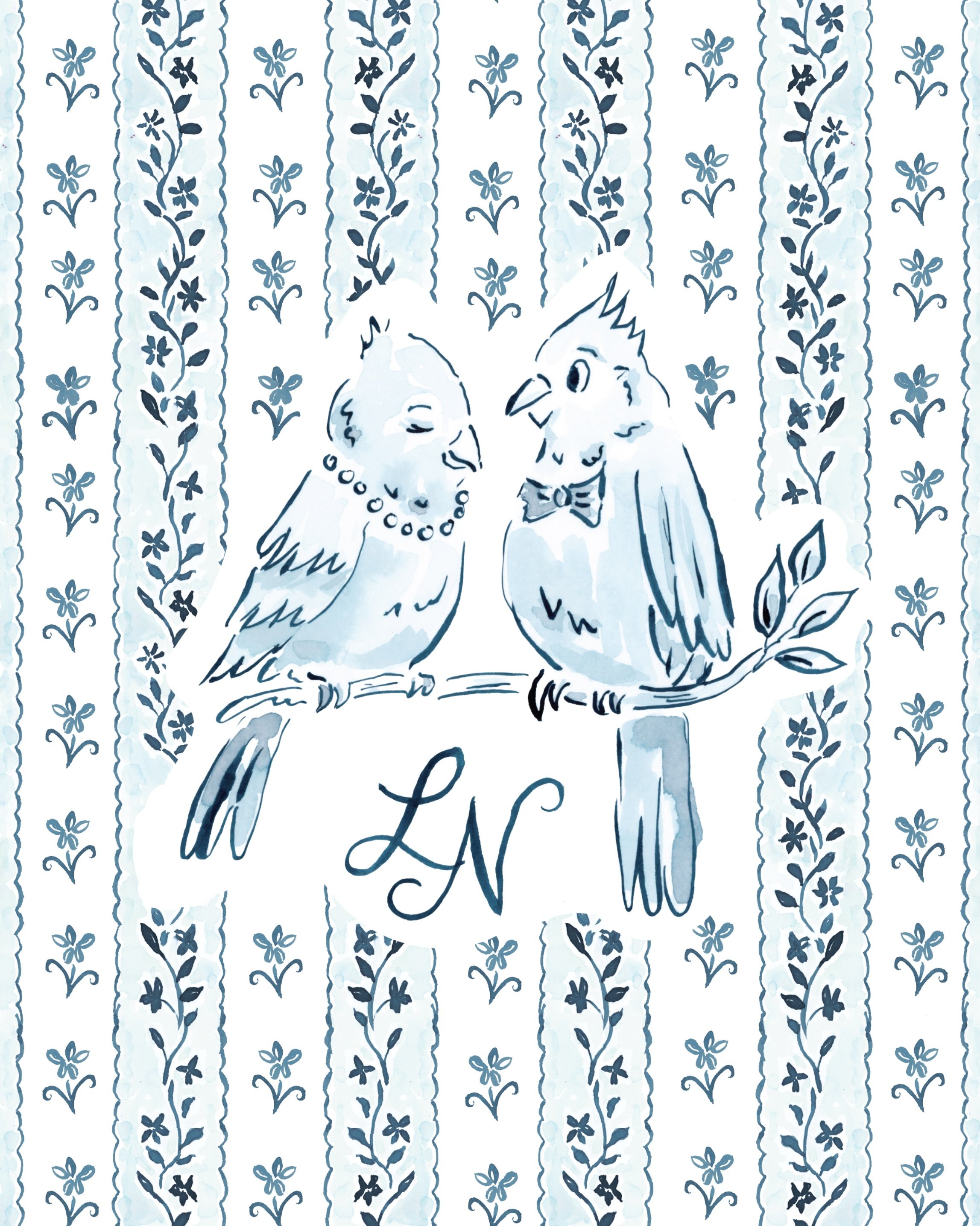 A sweet little brand moment for L&amp;N. I always love seeing how my couples&rsquo; visual identity evolves over the course of our design journey together. We ultimately shifted away from this original look and feel, but brought the lovebirds back fo