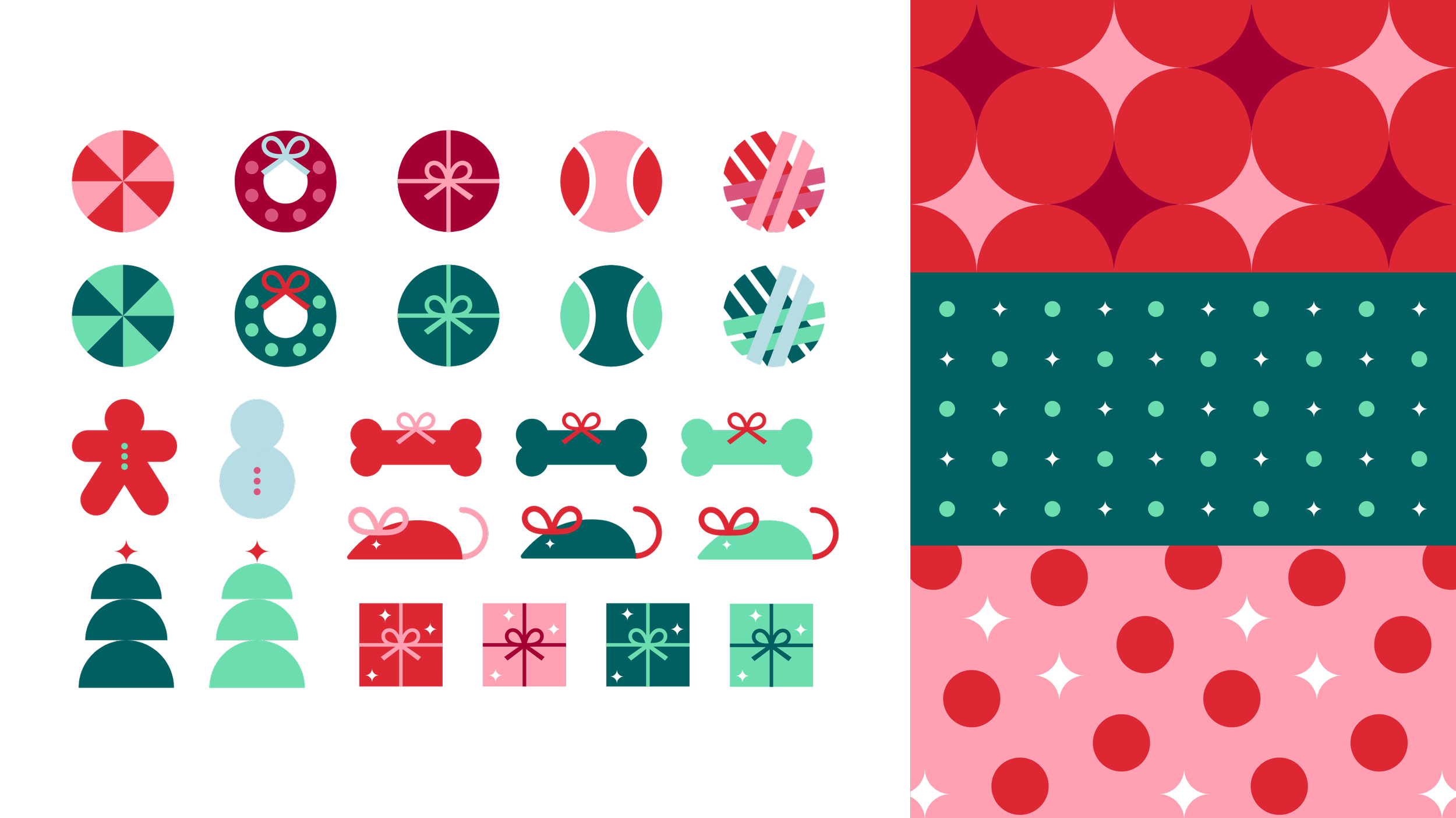 Holiday pet iconography and patterns