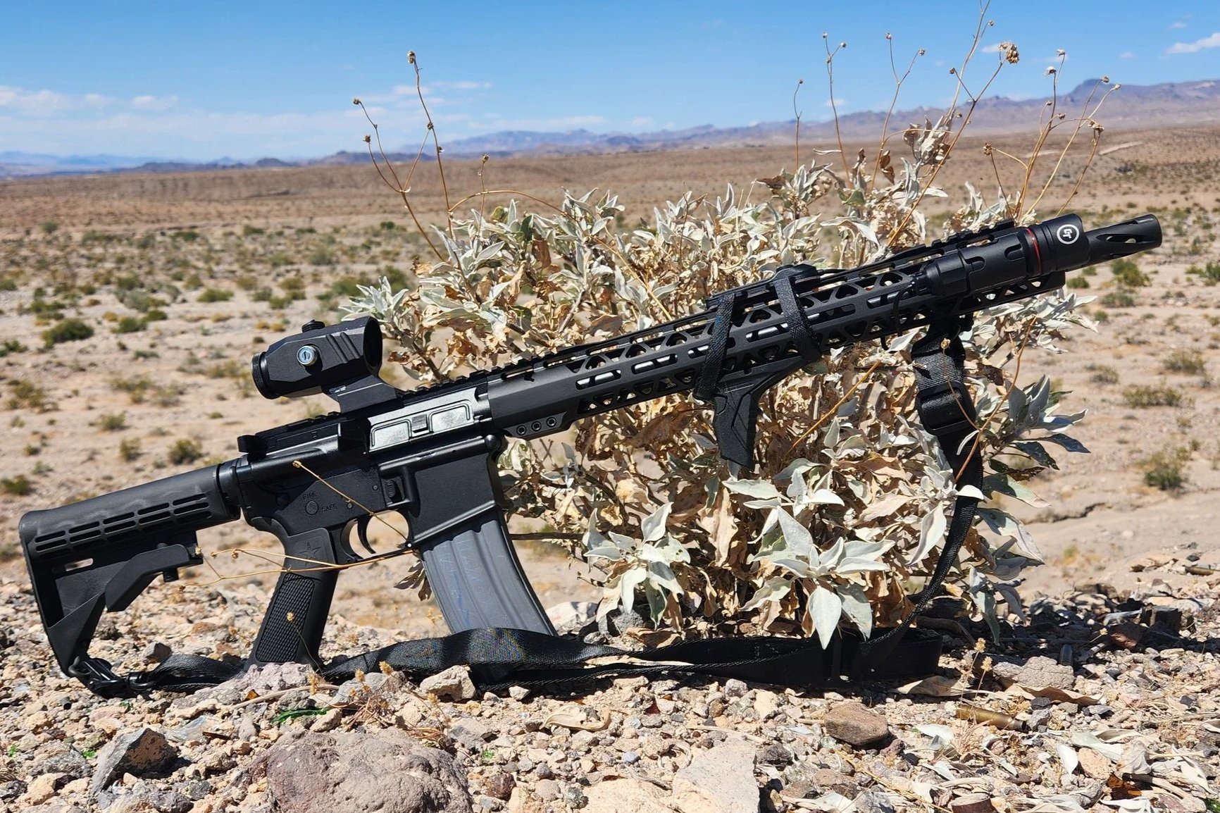 Monstrum Marksman Prism Scope mounted to an AR-15