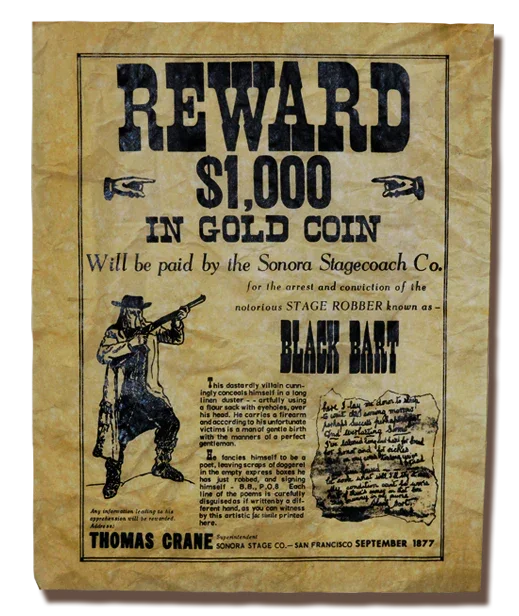 Though Black Bart held up Lake County Stages, he was never incarcerated here.