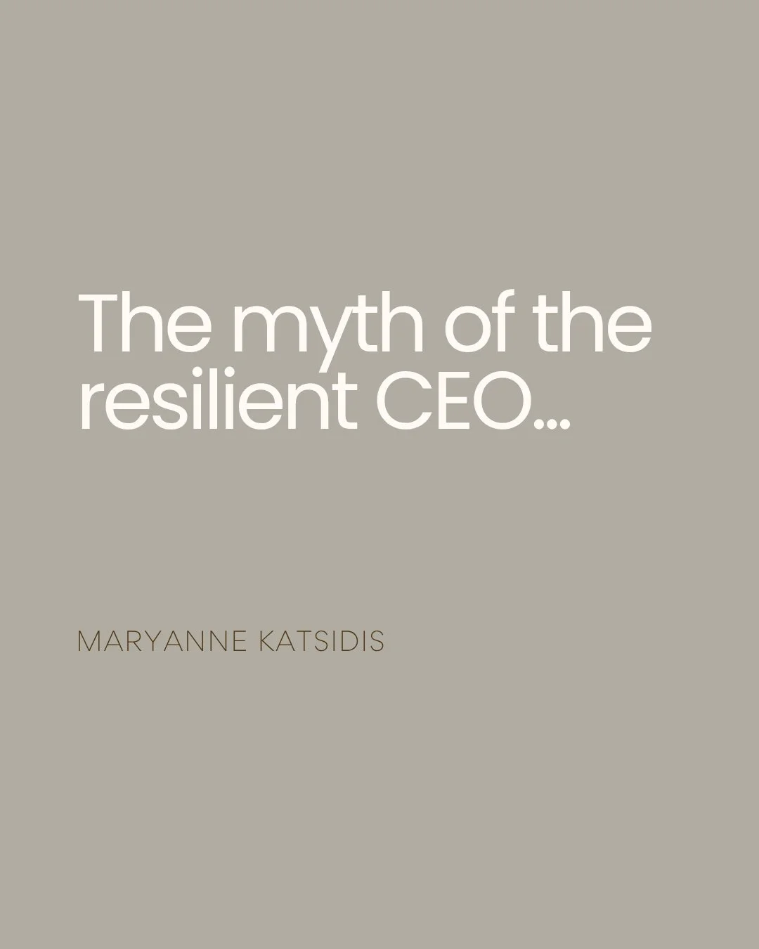 I can&rsquo;t tell you how many times I&rsquo;ve heard a CEO say, &ldquo;I&rsquo;m fine, it&rsquo;s just been a big quarter.&rdquo;⁣
⁣
They&rsquo;re holding the company, the culture, the vision&hellip; and quietly burning through themselves to do it.