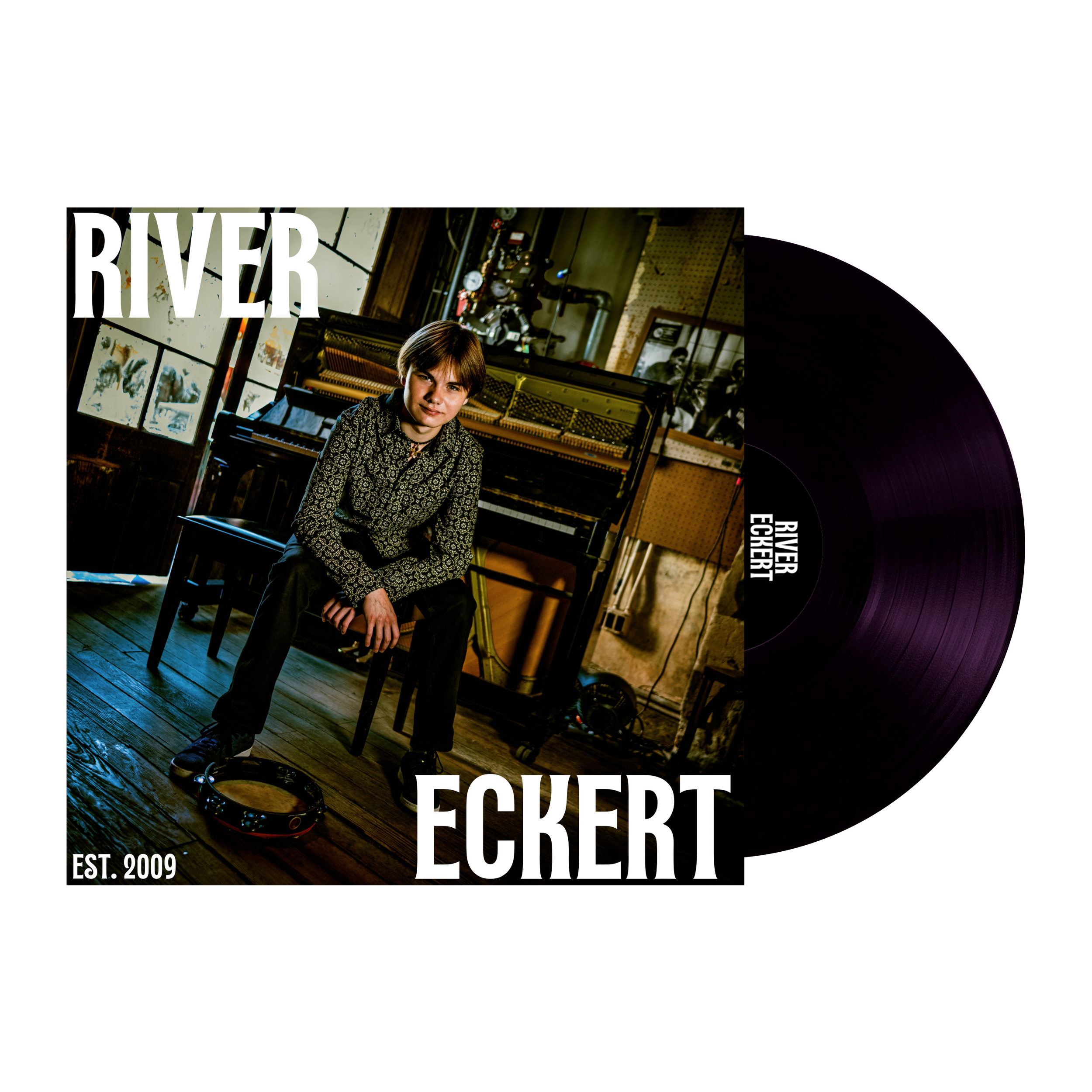 'River Eckert' Autographed Vinyl/CD + River Eckert T-Shirt + River Eckert Sticker