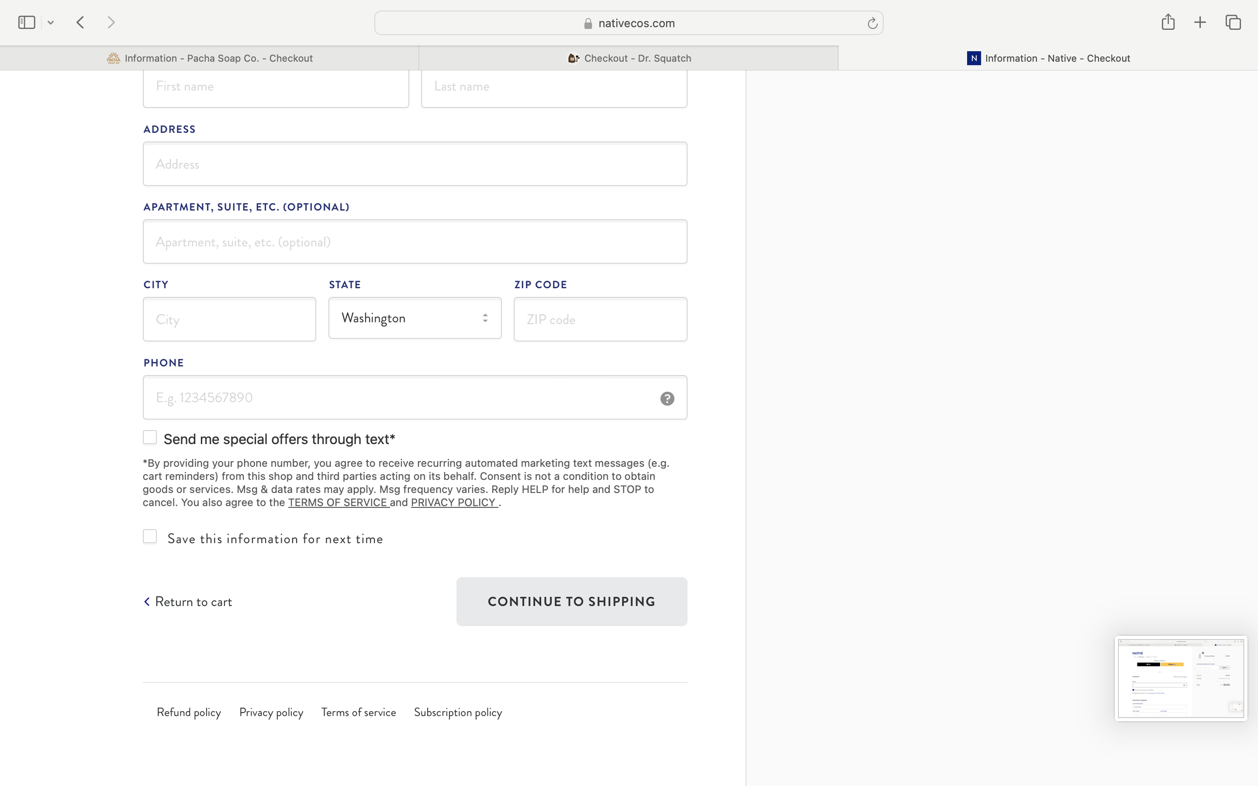 Native Information page- bottom fold.