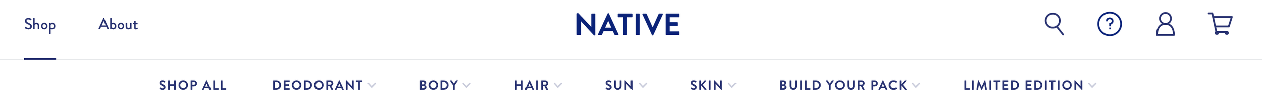 Native's global navigation.