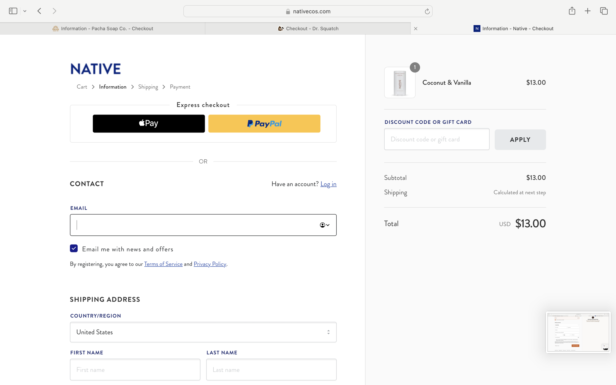 Native Information page- top fold.